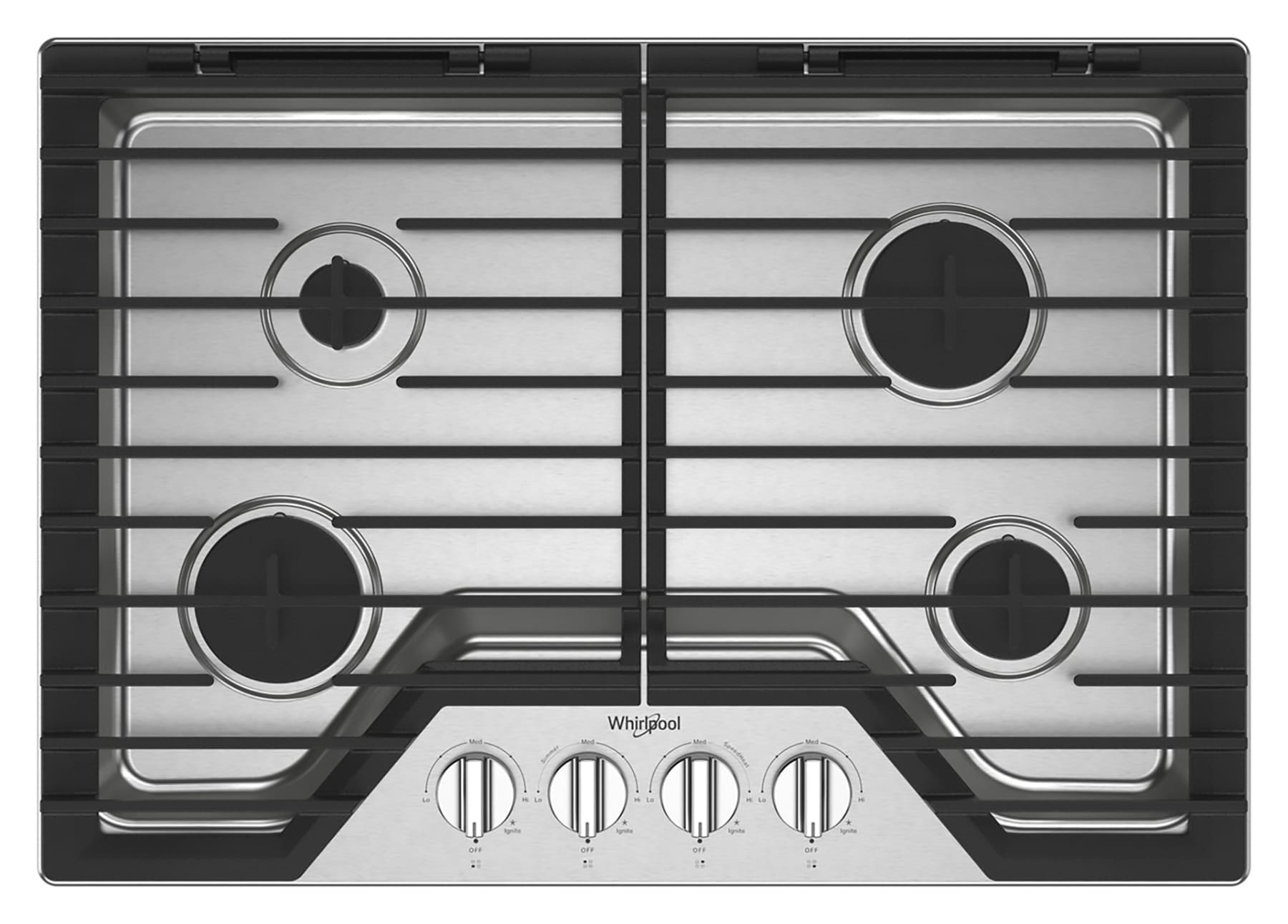 Whirlpool 30-in 4 burners Stainless steel Gas Cooktop