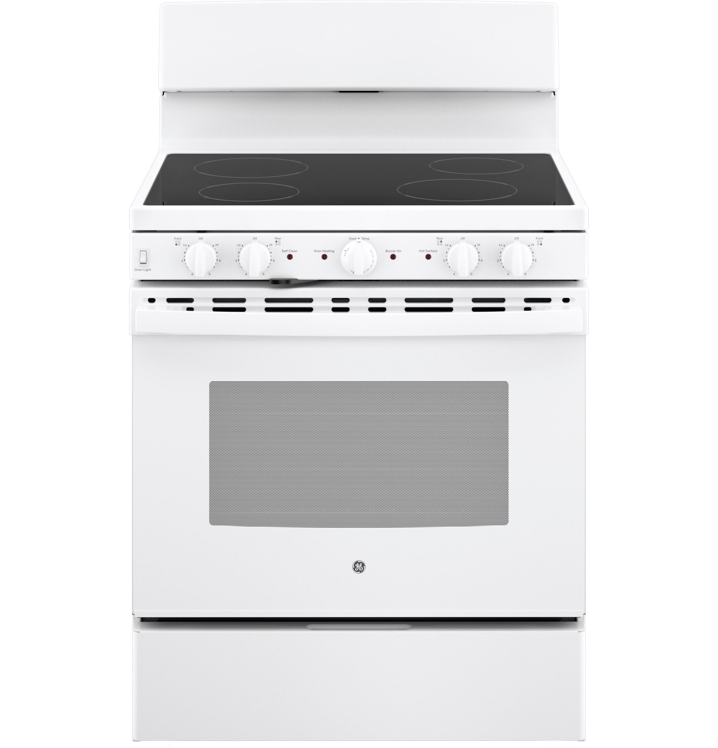 GE 30-in Glass Top 4 burners 5.0-cu ft Freestanding Electric Range ( White )