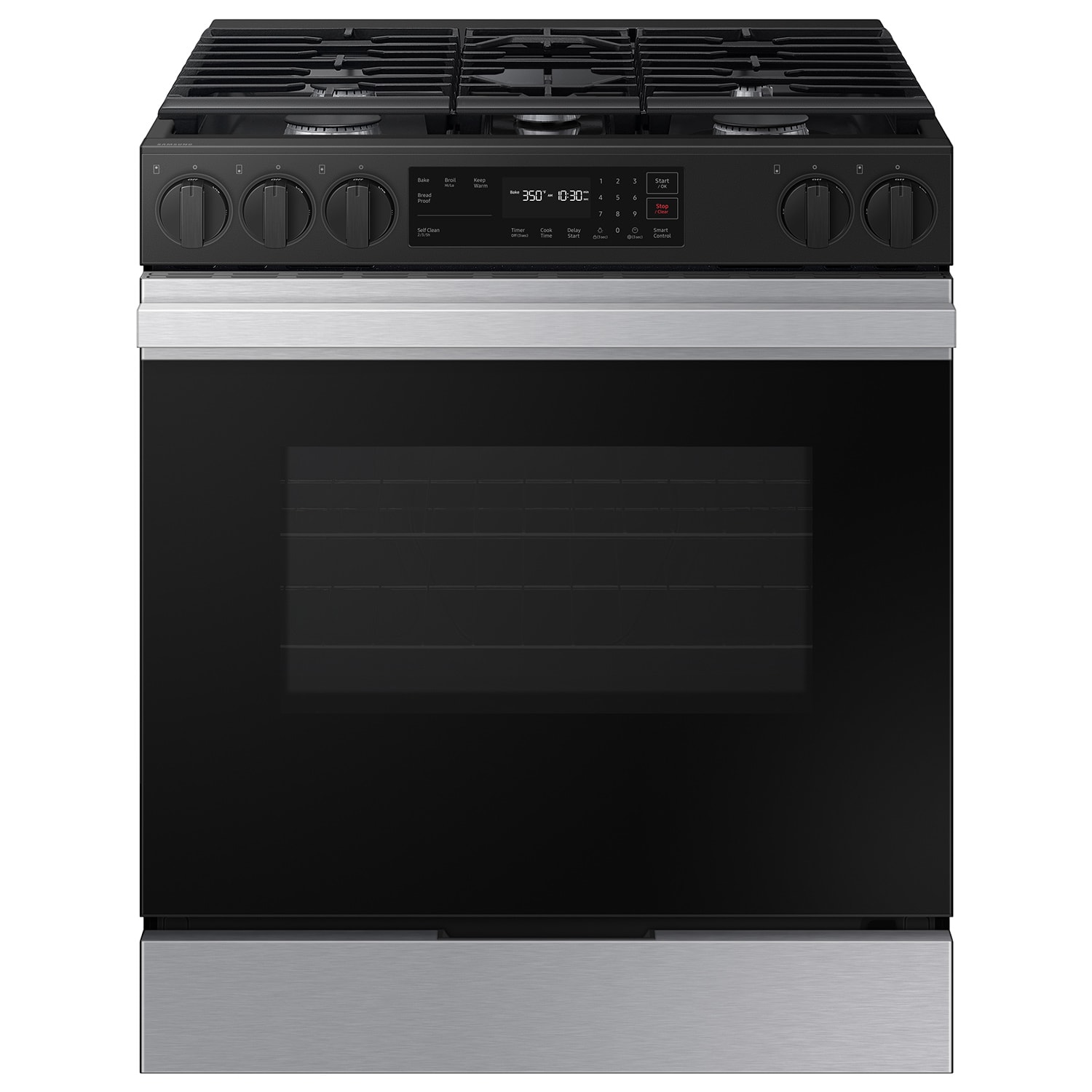 Samsung Bespoke 30-in 5 burners 6-cu ft Slide-In Natural Gas Range ( Stainless steel )
