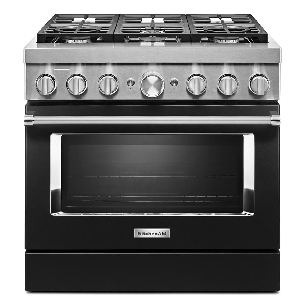 KitchenAid 36-in Deep recessed 6 burners Convection Oven Freestanding Dual Fuel Range ( Imperial Black )