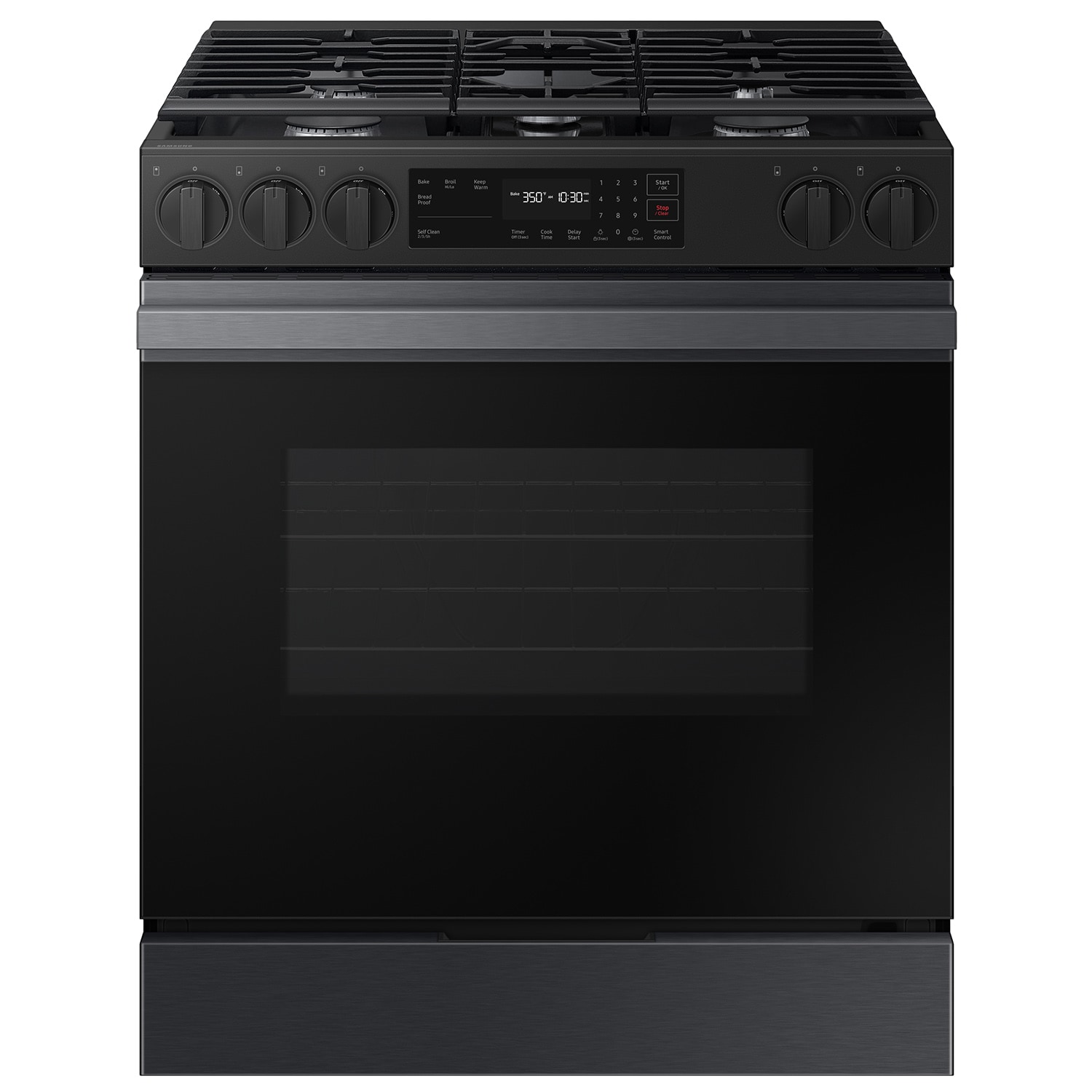 Samsung Bespoke 30-in 5 burners 6-cu ft Slide-In Natural Gas Range ( Matte Black Steel )