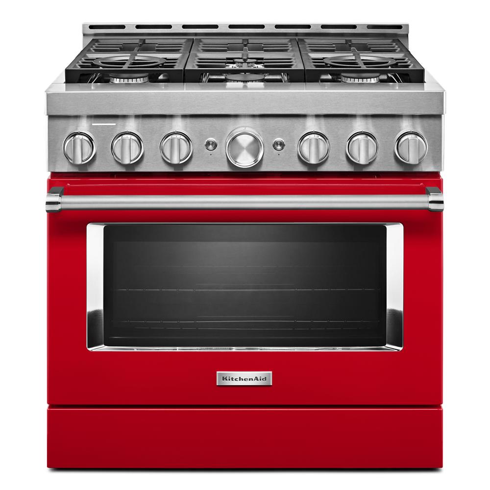 KitchenAid 36-in 6 burners 5.1-cu ft Convection Oven Freestanding Natural Gas Range ( Passion Red )