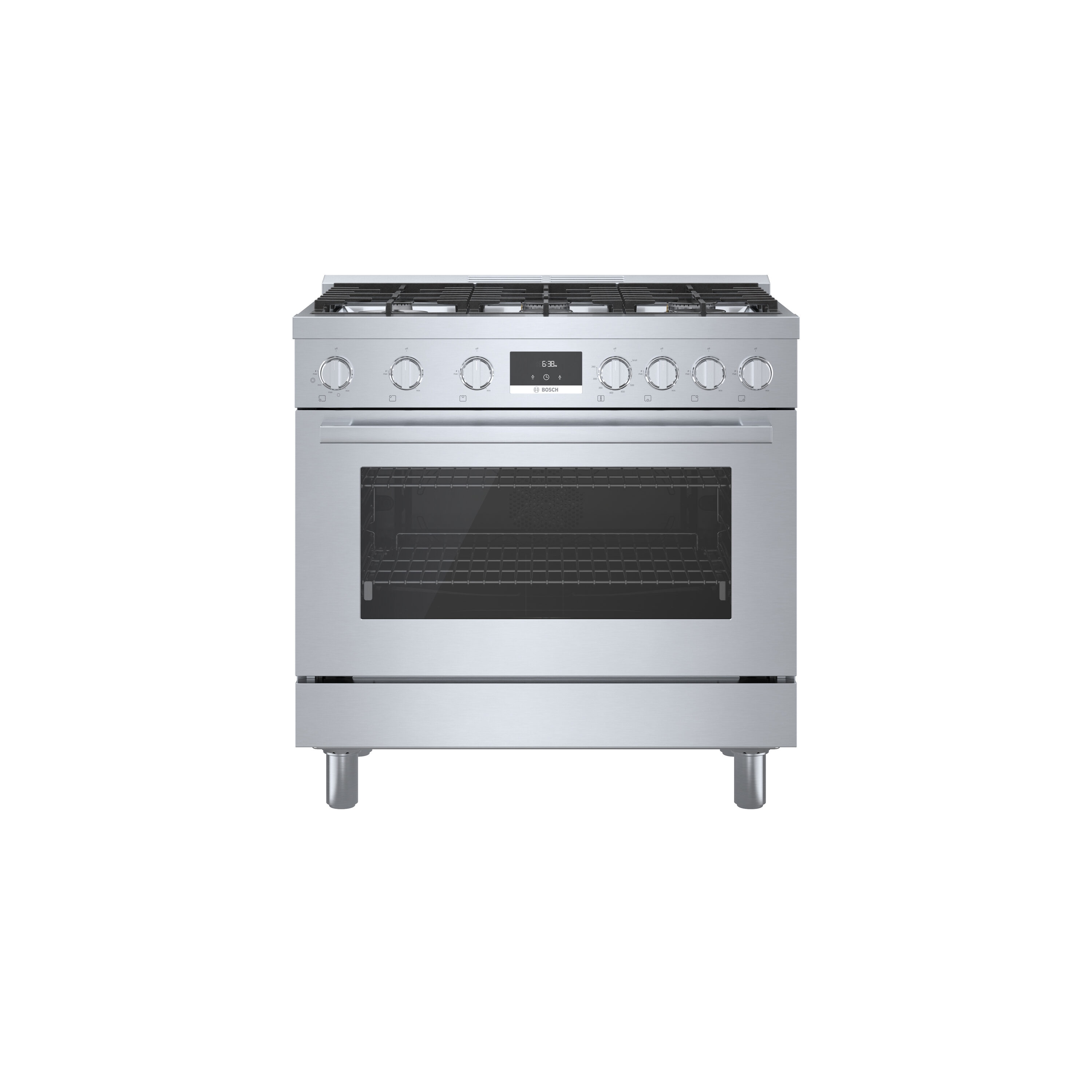 Bosch 800 Series Industrial Style 36-in 6 burners 3.5-cu ft Convection Oven Freestanding Natural Gas Range ( Stainless steel )