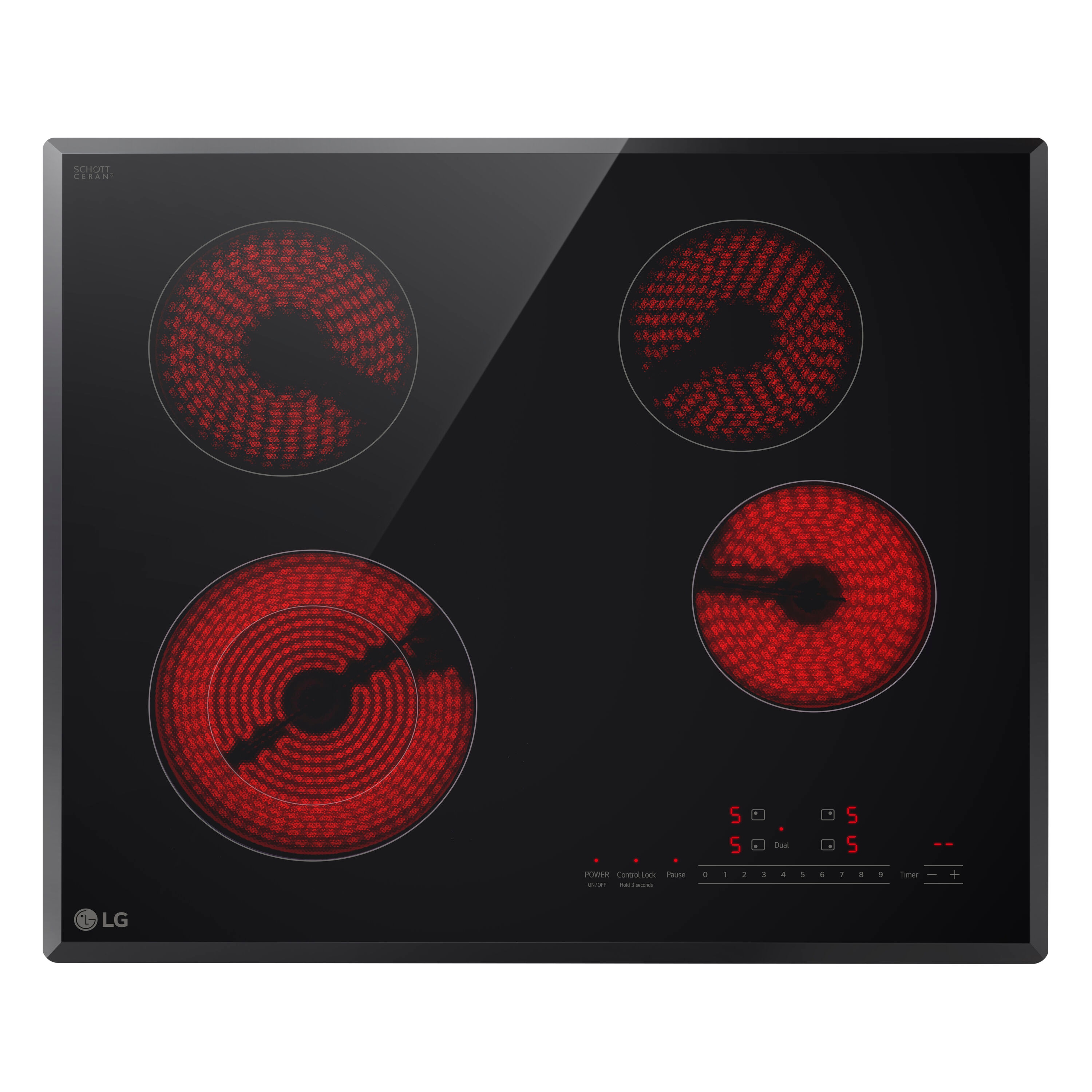 LG 24-in 4 burners Smooth Surface (Radiant) Black Electric Cooktop