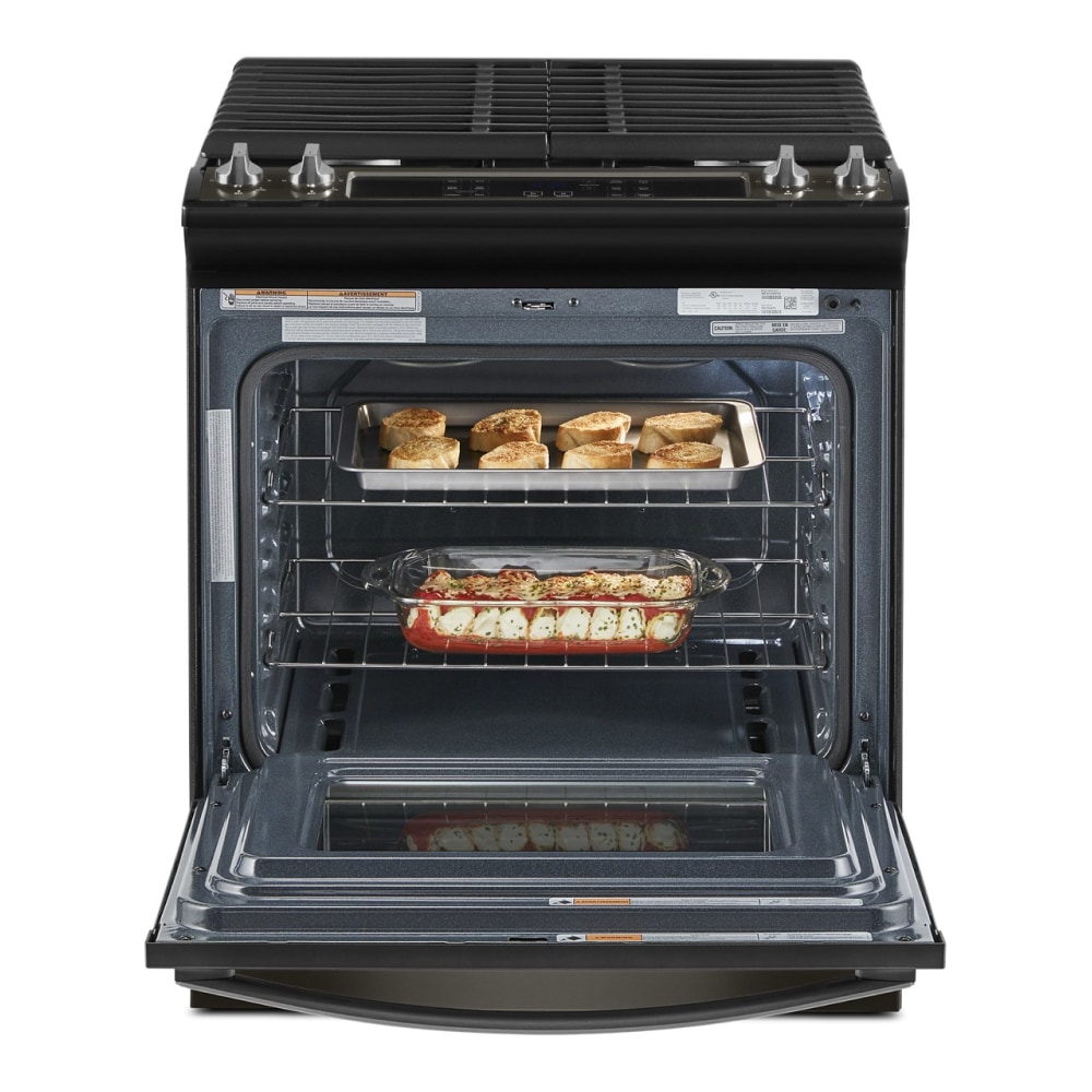 Whirlpool 30-in 4 burners 5-cu ft Slide-In Natural Gas Range ( Fingerprint Resistant Stainless Steel )
