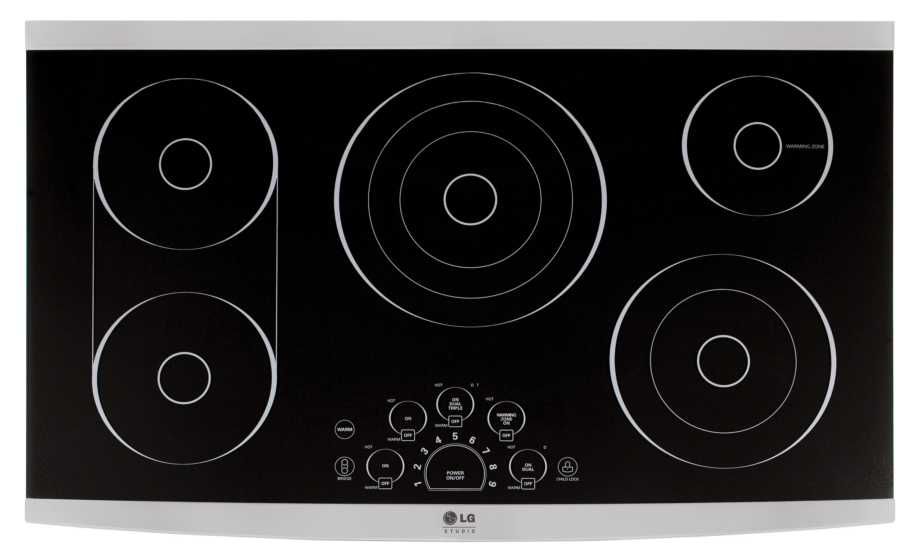 LG STUDIO 36-in 6 burners Smooth Surface (Radiant) Black Electric Cooktop with Bridge Element