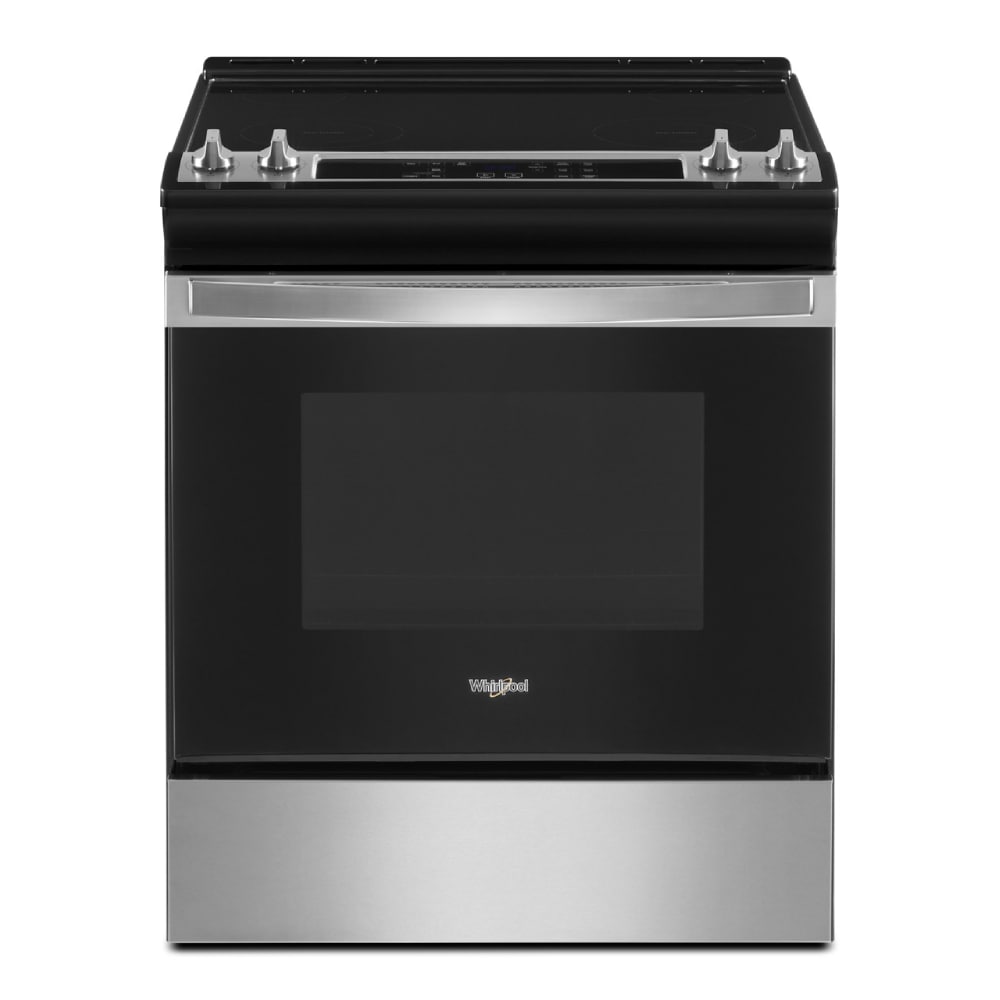 Whirlpool 30-in Glass Top 4 burners 4.8-cu ft Slide-In Electric Range ( Stainless Steel )