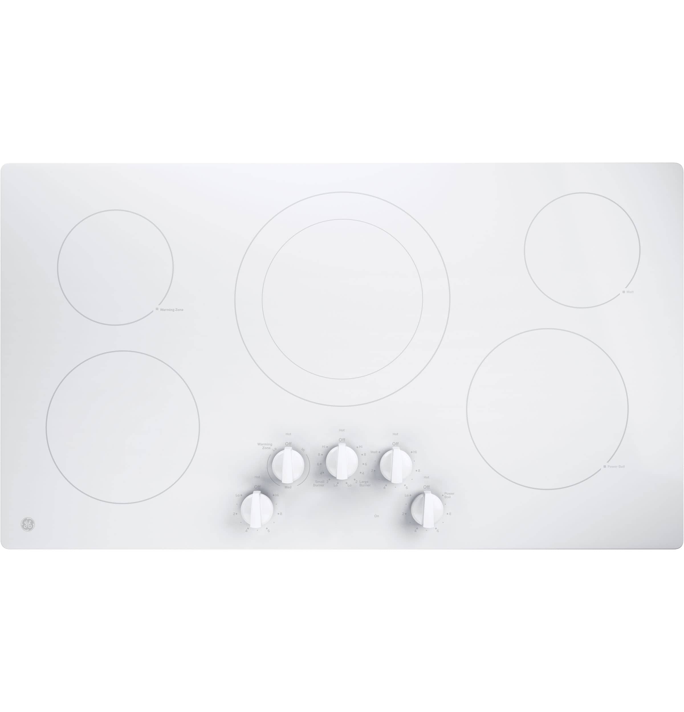 GE 36-in 5 burners Smooth Surface (Radiant) White Electric Cooktop