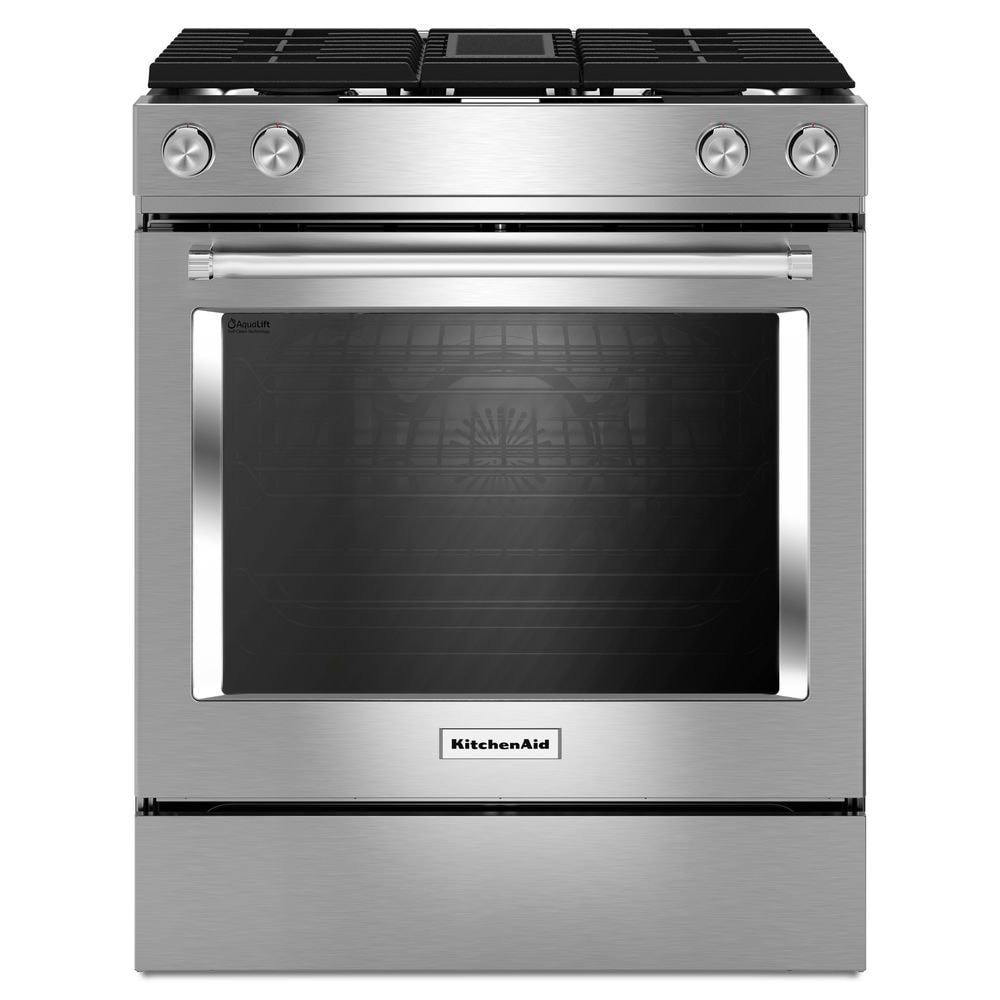 KitchenAid Deep Recessed 4 Burners Self Cleaning Convection with Downdraft Exhaust Stainless Steel Common 30 in Actual 29 875 in