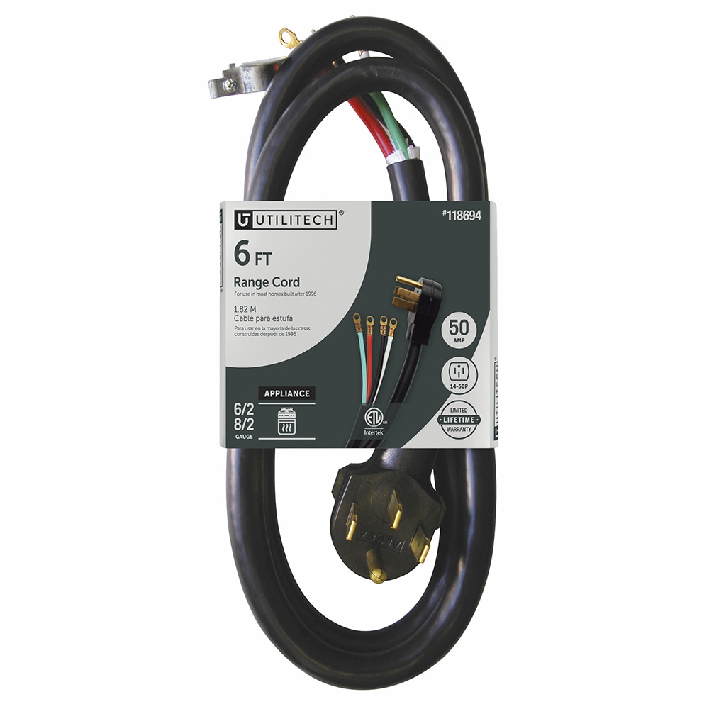 Utilitech 6-ft 50 -Amp 4 -Prong Black Range Appliance Power Cord
