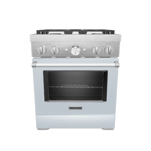 KitchenAid 30-in Deep recessed 4 burners Convection Oven Freestanding Dual Fuel Range ( Misty Blue )