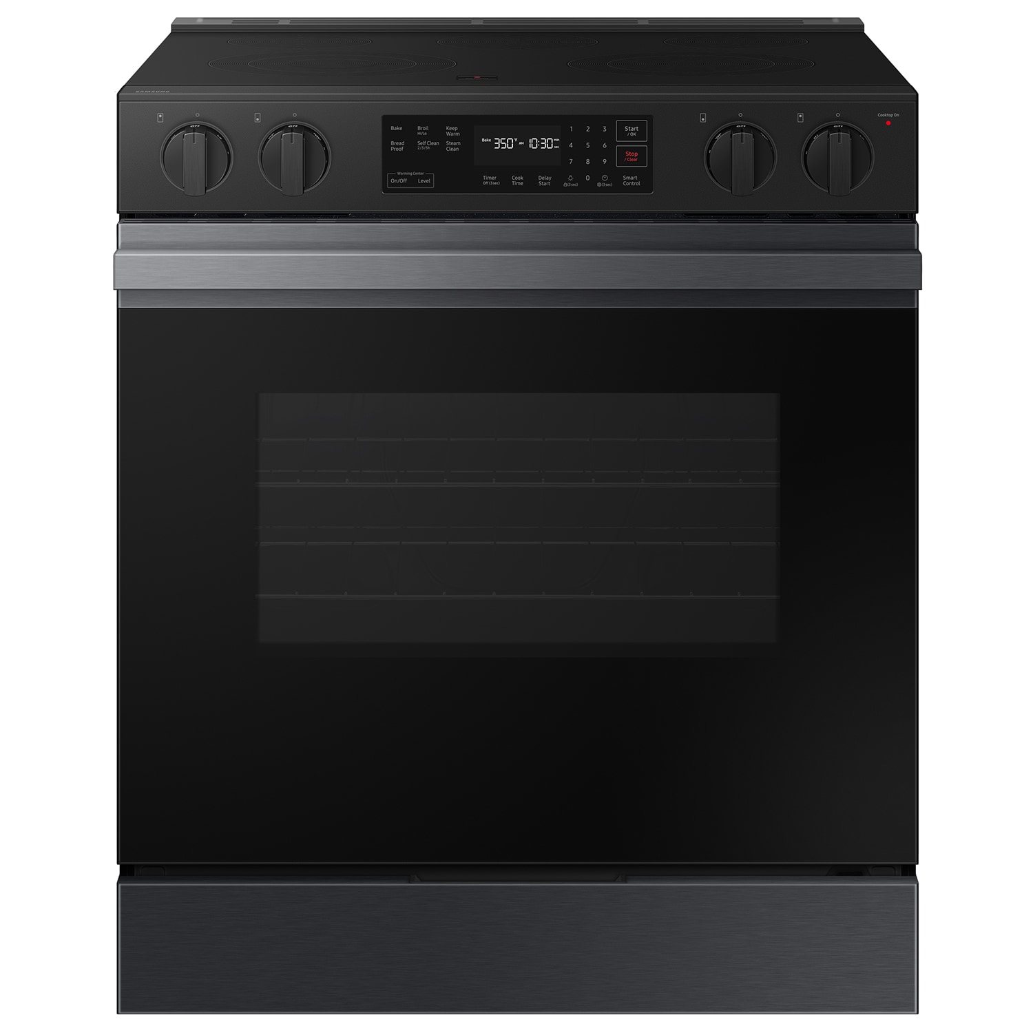 Samsung Bespoke 30-in Glass Top 5 burners 6.3-cu ft Slide-In Electric Range ( Matte Black Steel )