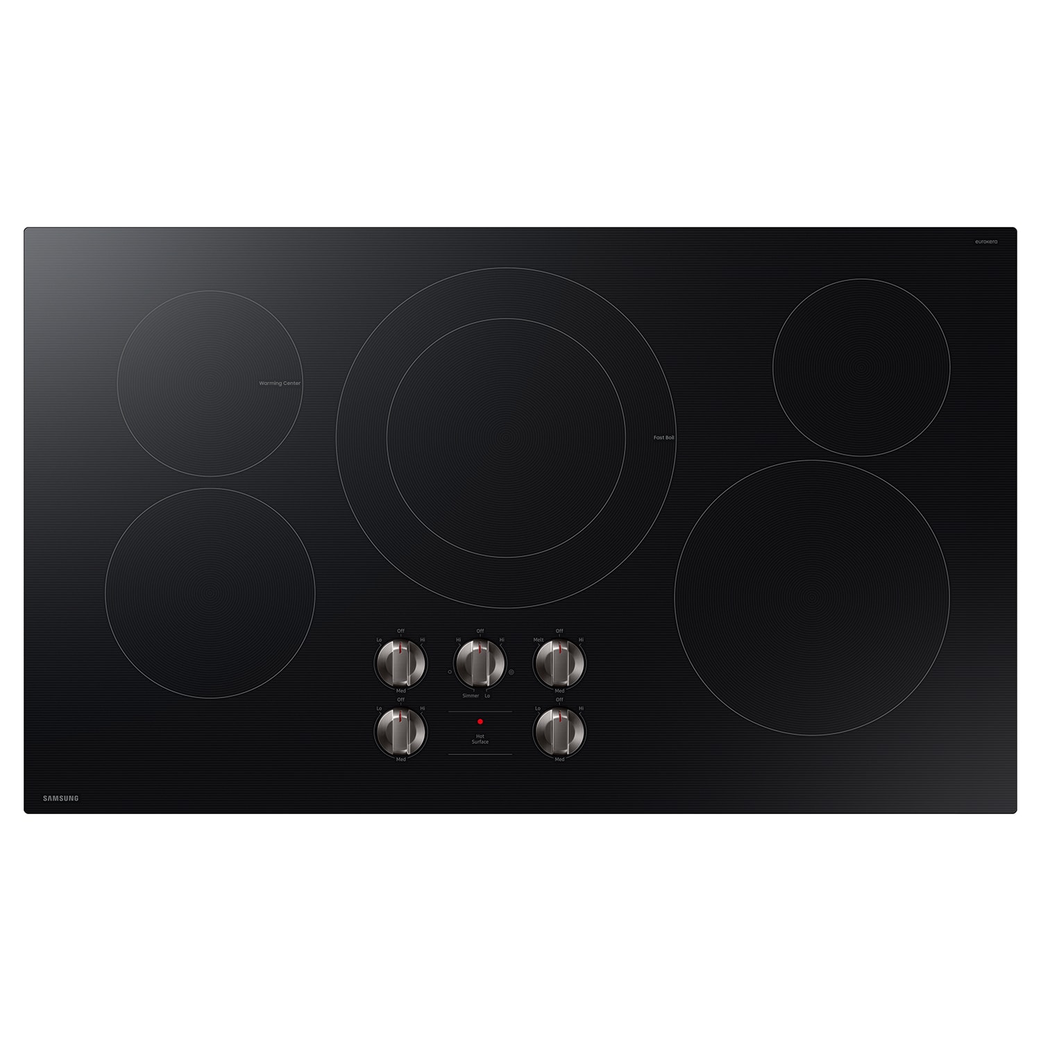 Samsung 36-in 5 burners Smooth Surface (Radiant) Black Electric Cooktop
