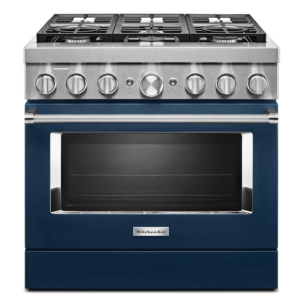 KitchenAid 36-in Deep recessed 6 burners Convection Oven Freestanding Dual Fuel Range ( Ink Blue )