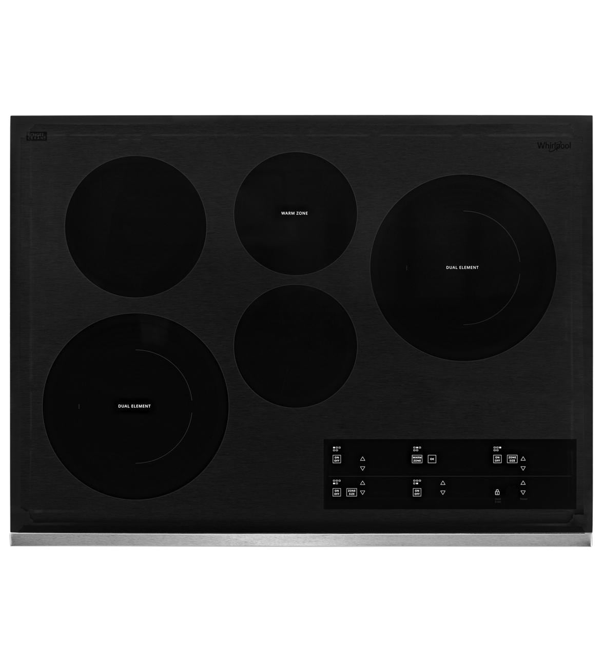 Whirlpool 30-in 5 burners Smooth Surface (Radiant) Stainless steel Electric Cooktop