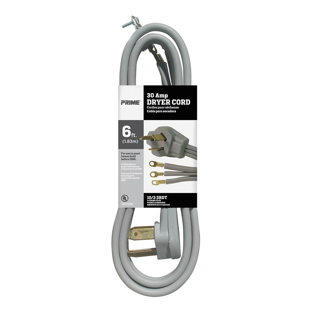 PRIME PRIME 6-ft 30 -Amp 3 -Prong Gray Dryer Appliance Power Cord