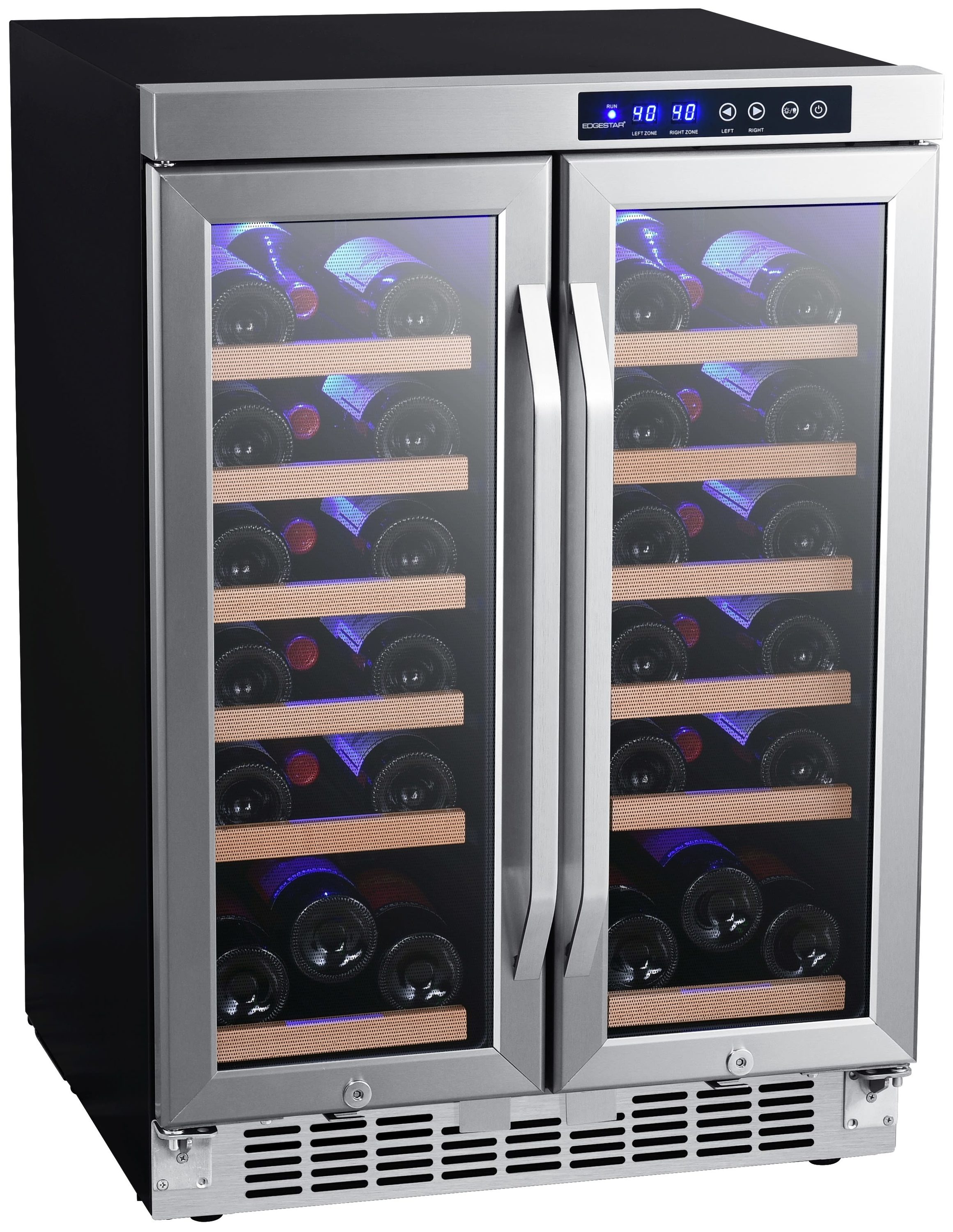 EdgeStar 23.4375-in W 36 -Bottles Stainless Steel Dual Zone Cooling Built-in/Freestanding Indoor Wine Cooler