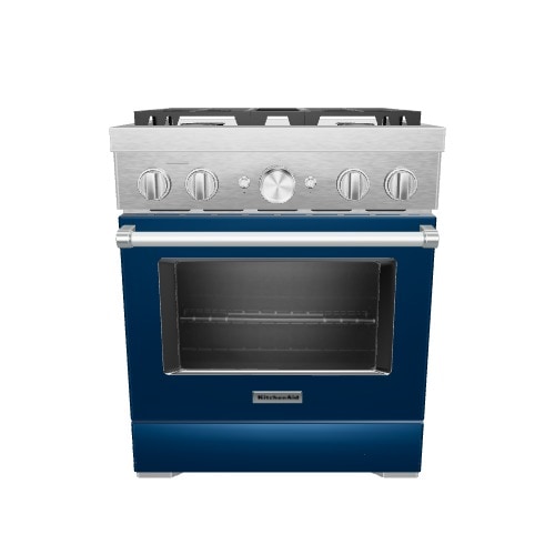 KitchenAid 30-in Deep recessed 4 burners Convection Oven Freestanding Dual Fuel Range ( Ink Blue )