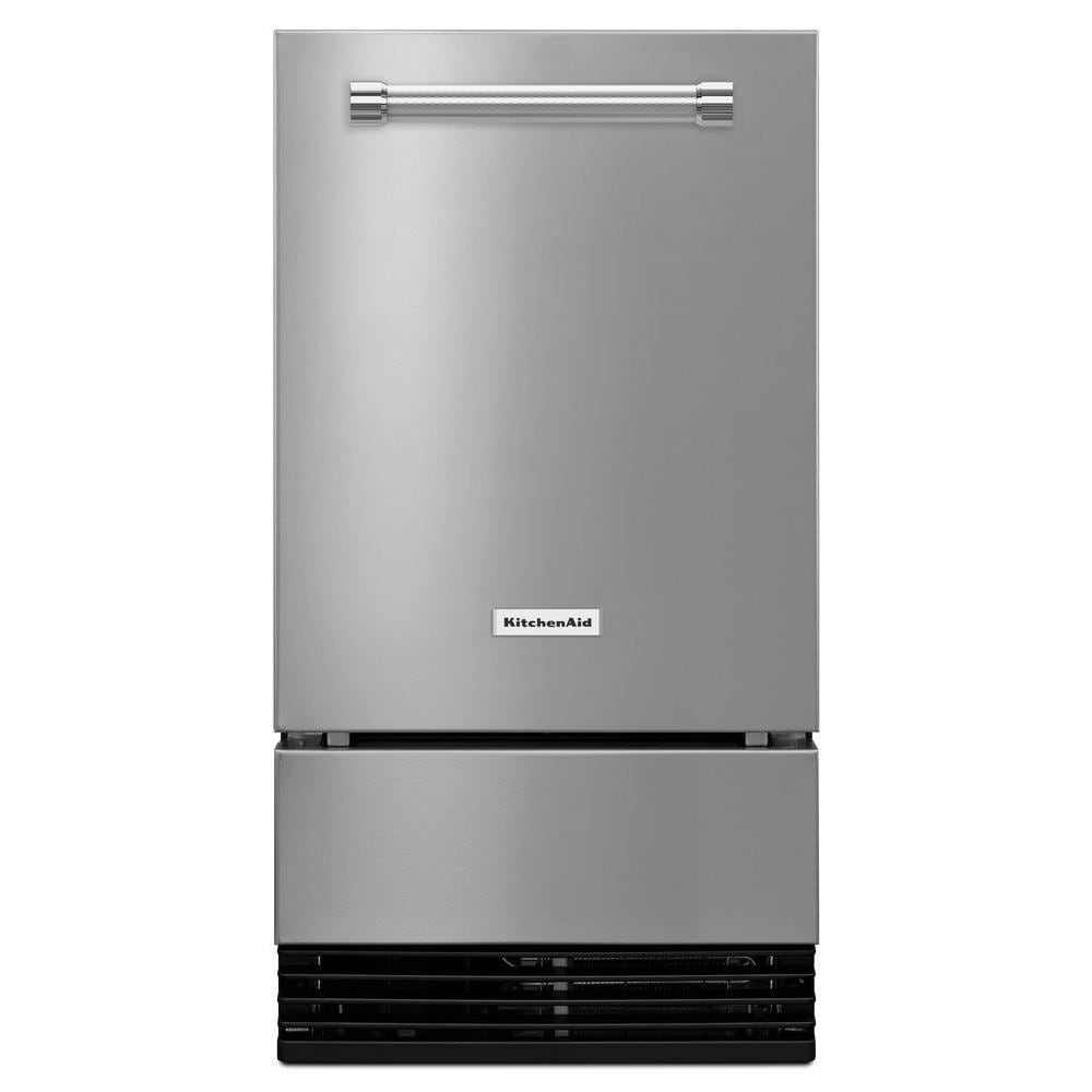 KitchenAid 29 lb Drop Down Door Built In Ice Maker Stainless Steel with PRINTSHIELD