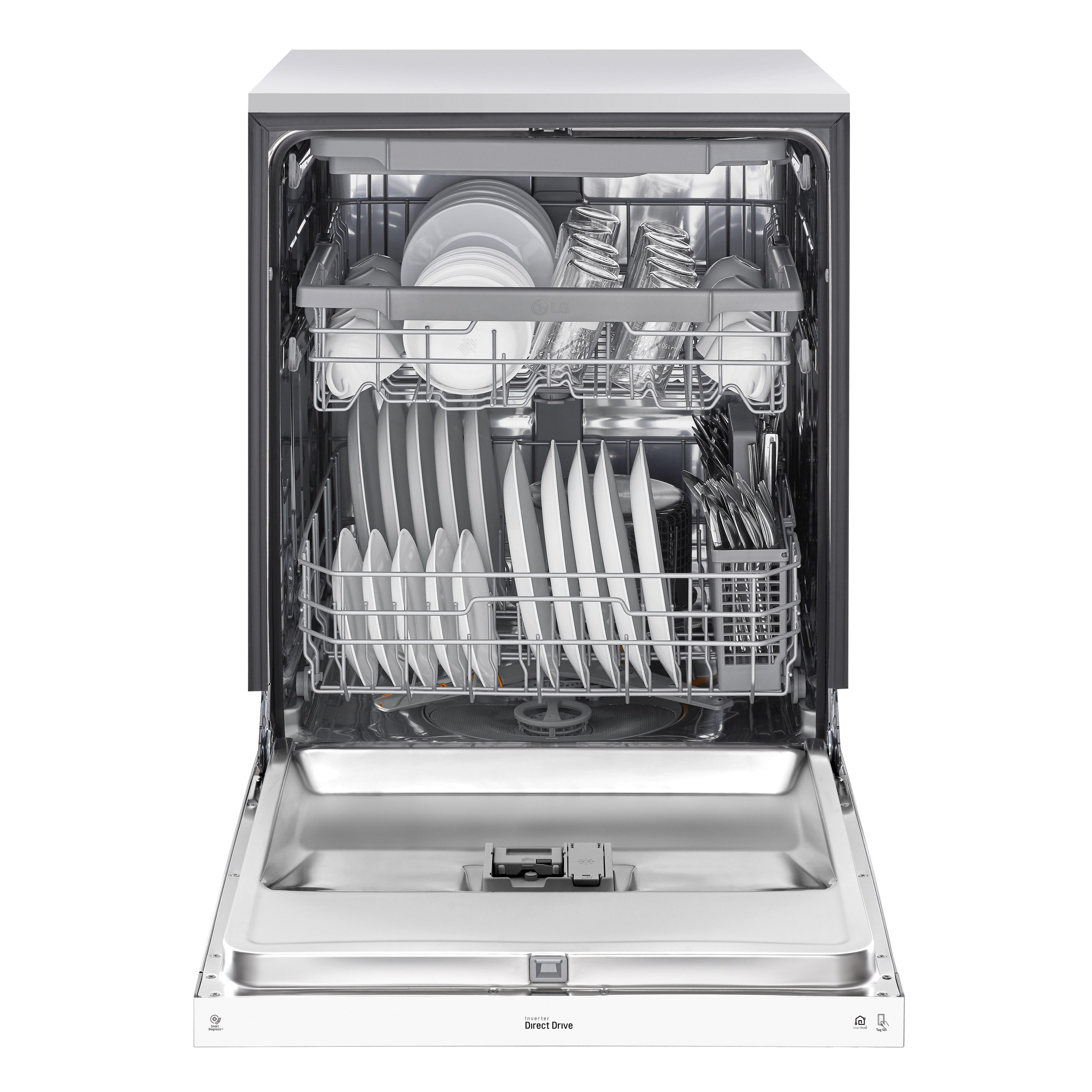 LG QuadWash 24 in Front Control Built in Dishwasher With Third Rack White ENERGY STAR 48 Decibel Very Quiet Sound Level