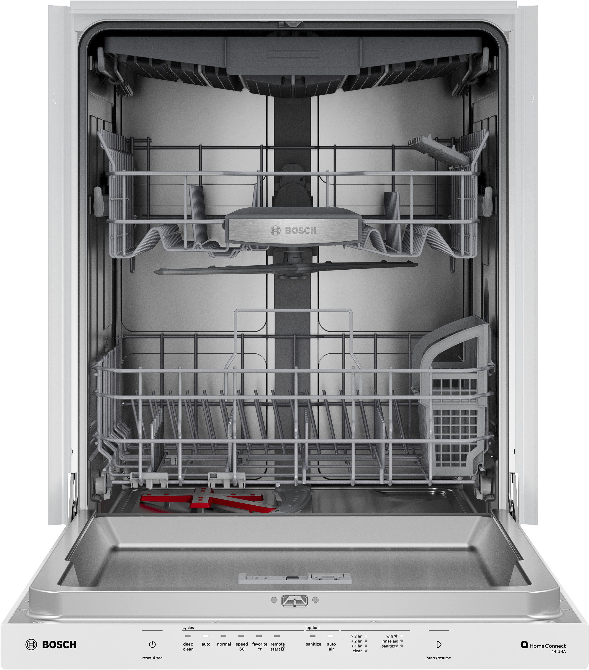 Bosch 500 Series 24 in Top Control Built in Dishwasher With Third Rack White ENERGY STAR 44 Decibel Very Quiet Sound Level