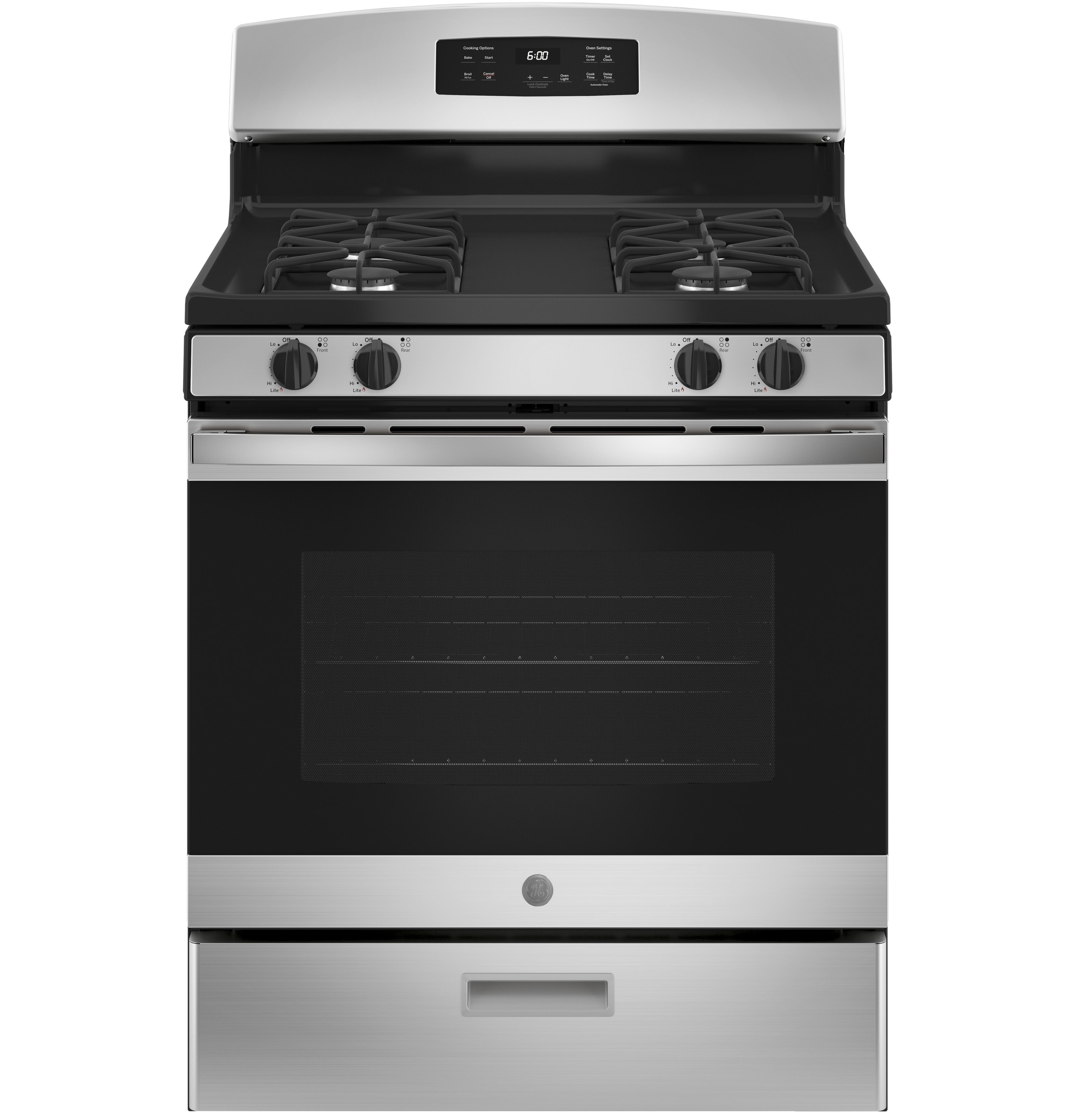 GE 30-in 4 burners 4.8-cu ft Freestanding Natural Gas Range ( Stainless steel )