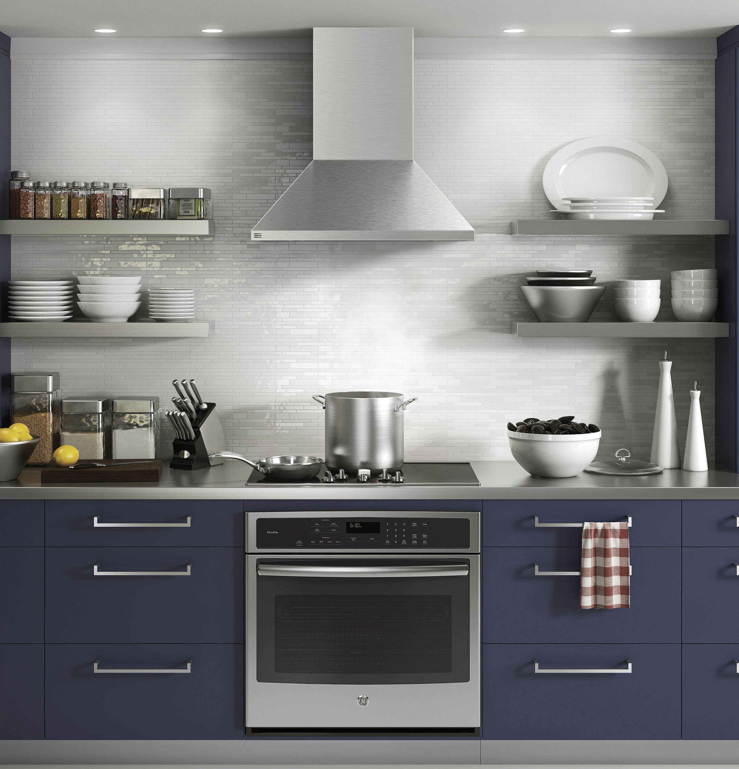 GE Profile 30 in 450 CFM Ducted Stainless Steel Smart Wall Mounted Range Hood with Charcoal Filter