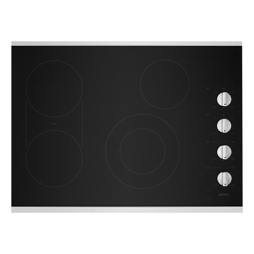 Maytag 30-in 4 burners Smooth Surface (Radiant) Stainless steel Electric Cooktop with Bridge Element