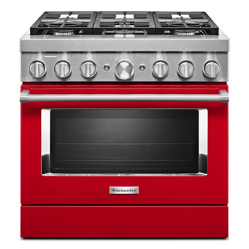 KitchenAid 36-in Deep recessed 6 burners Convection Oven Freestanding Dual Fuel Range ( Passion Red )