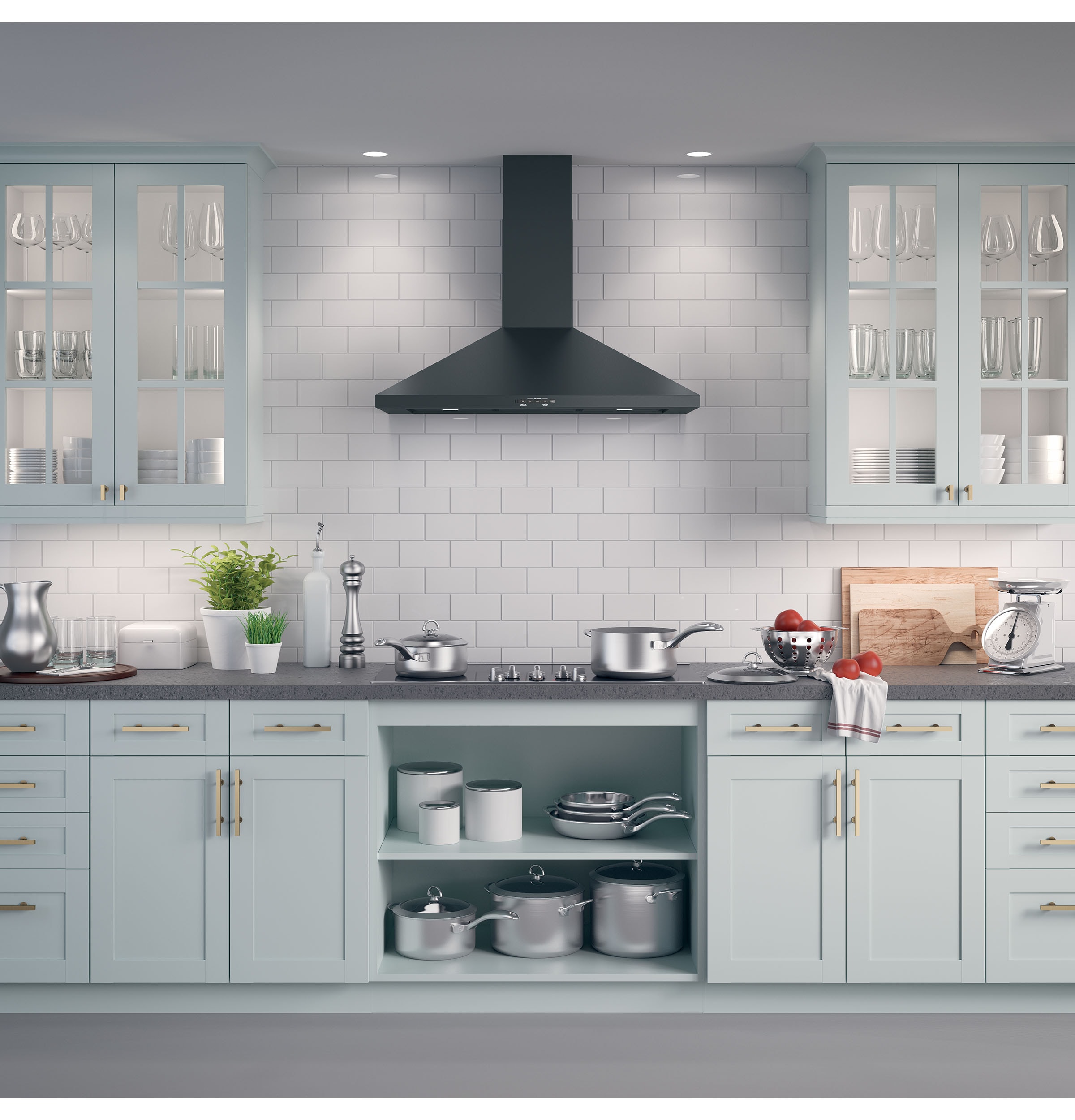 GE Wall-Mounted range hood Flue cover 2 -Pack Black Slate