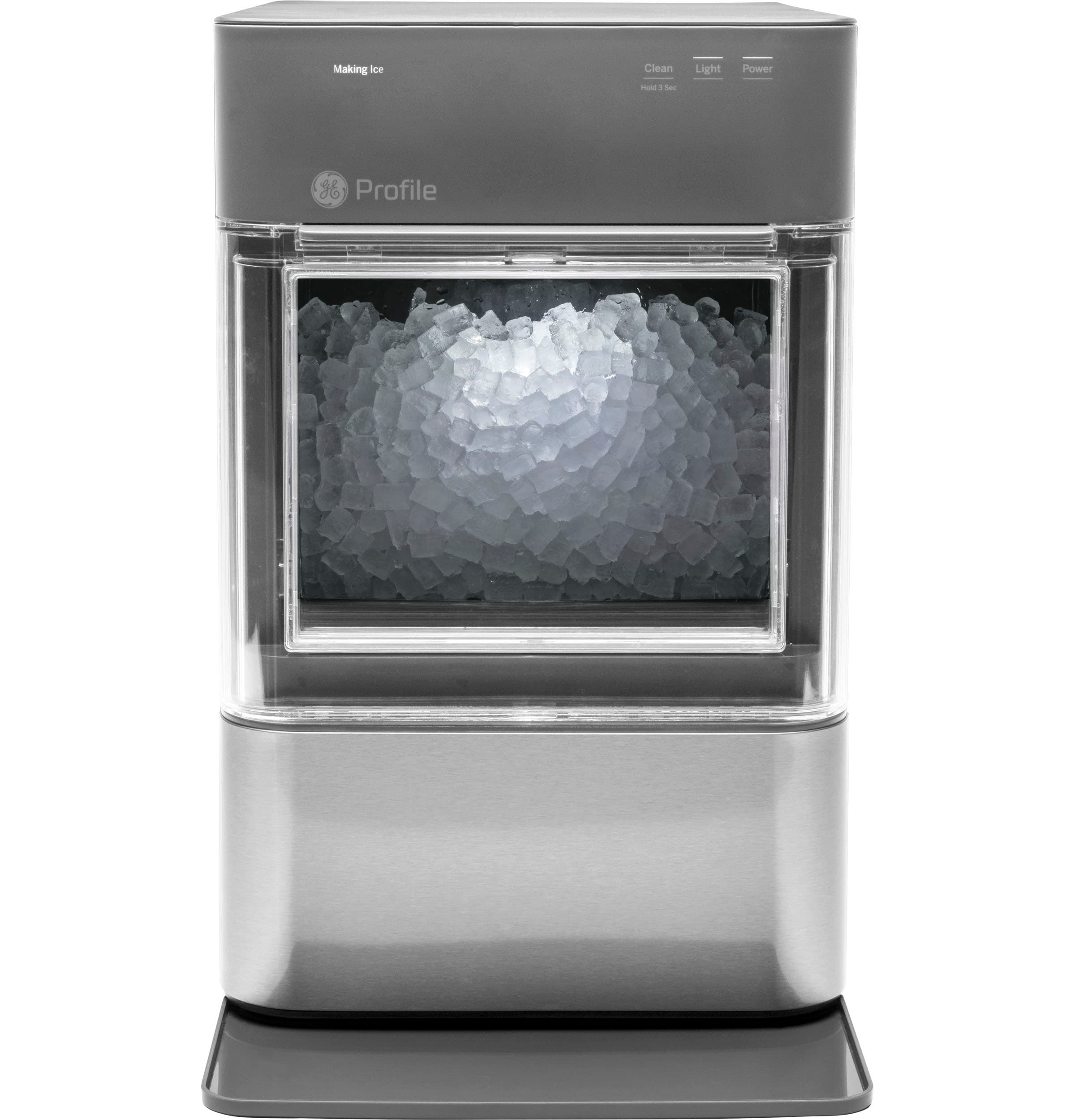 GE Profile Opal 24 lb Drop down Door Portable Countertop Nugget Ice Maker Stainless Steel