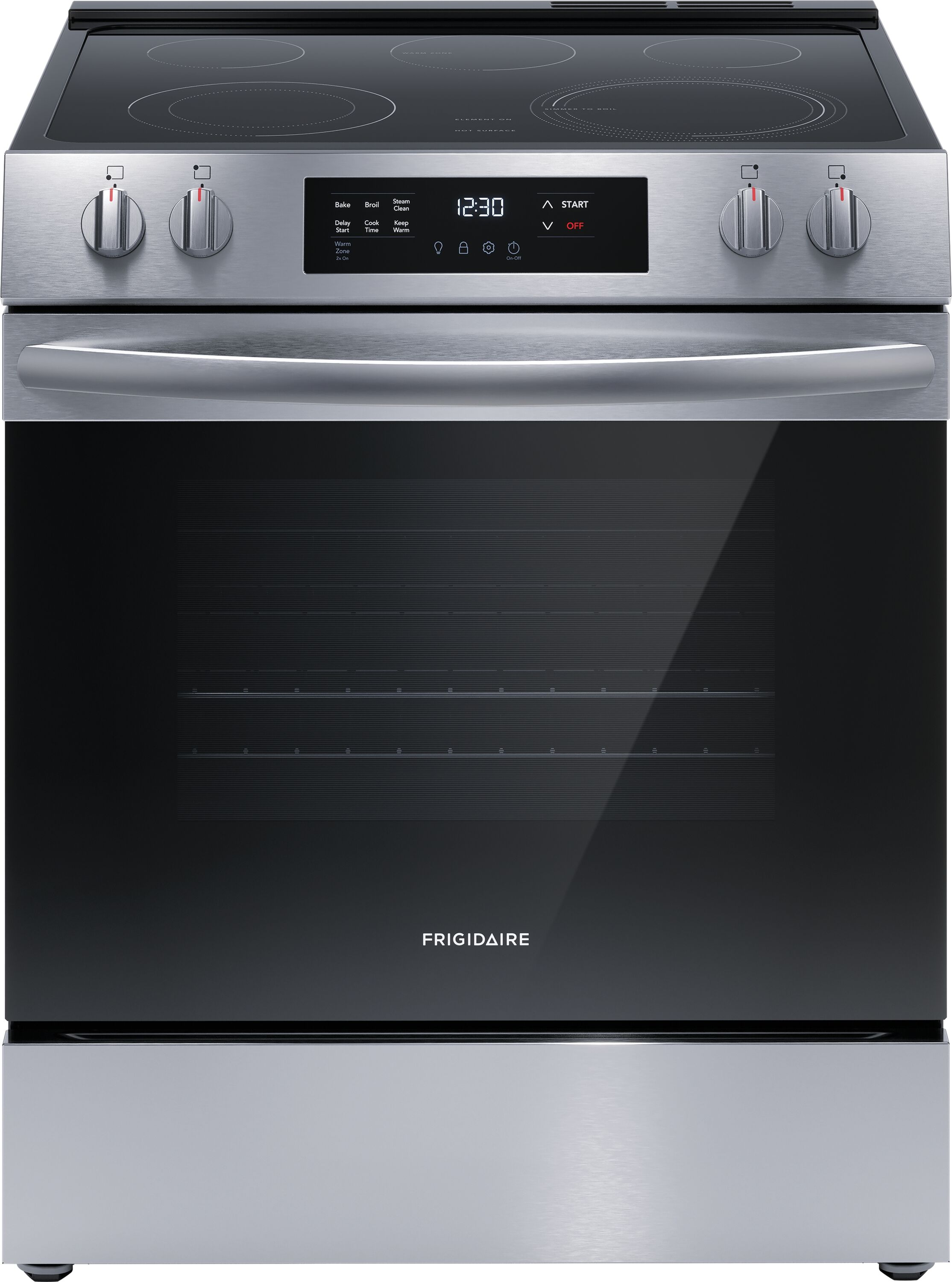 Frigidaire 30-in Glass Top 5 burners 5.3-cu ft Slide-In Electric Range Stainless steel )