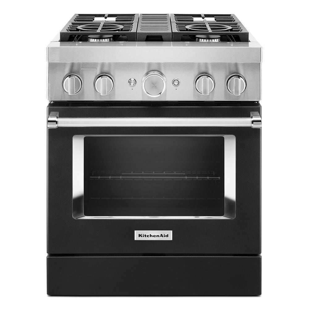 KitchenAid 30-in Deep recessed 4 burners Convection Oven Freestanding Dual Fuel Range ( Imperial Black )