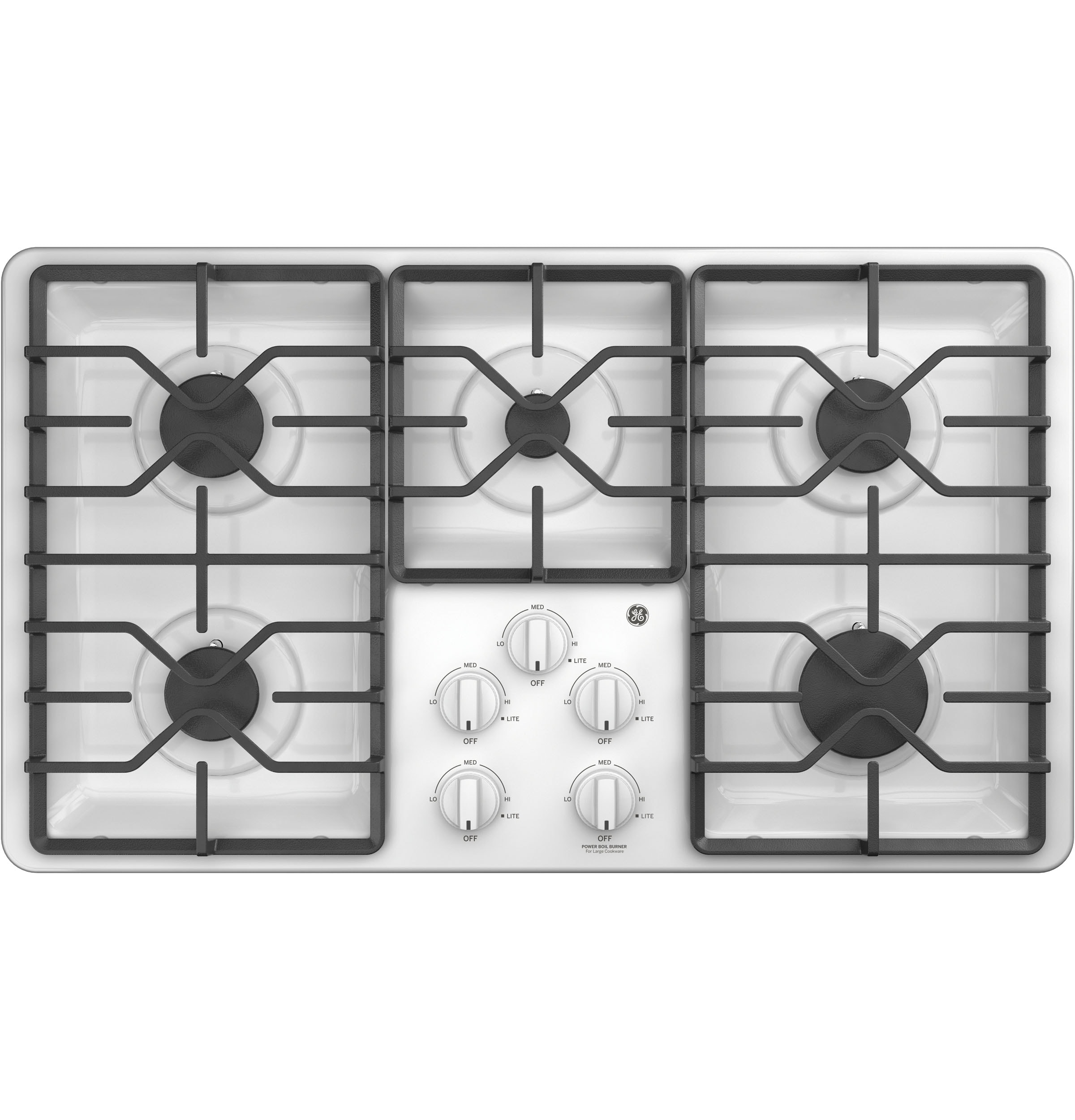 GE 36-in 5 burners White Gas Cooktop