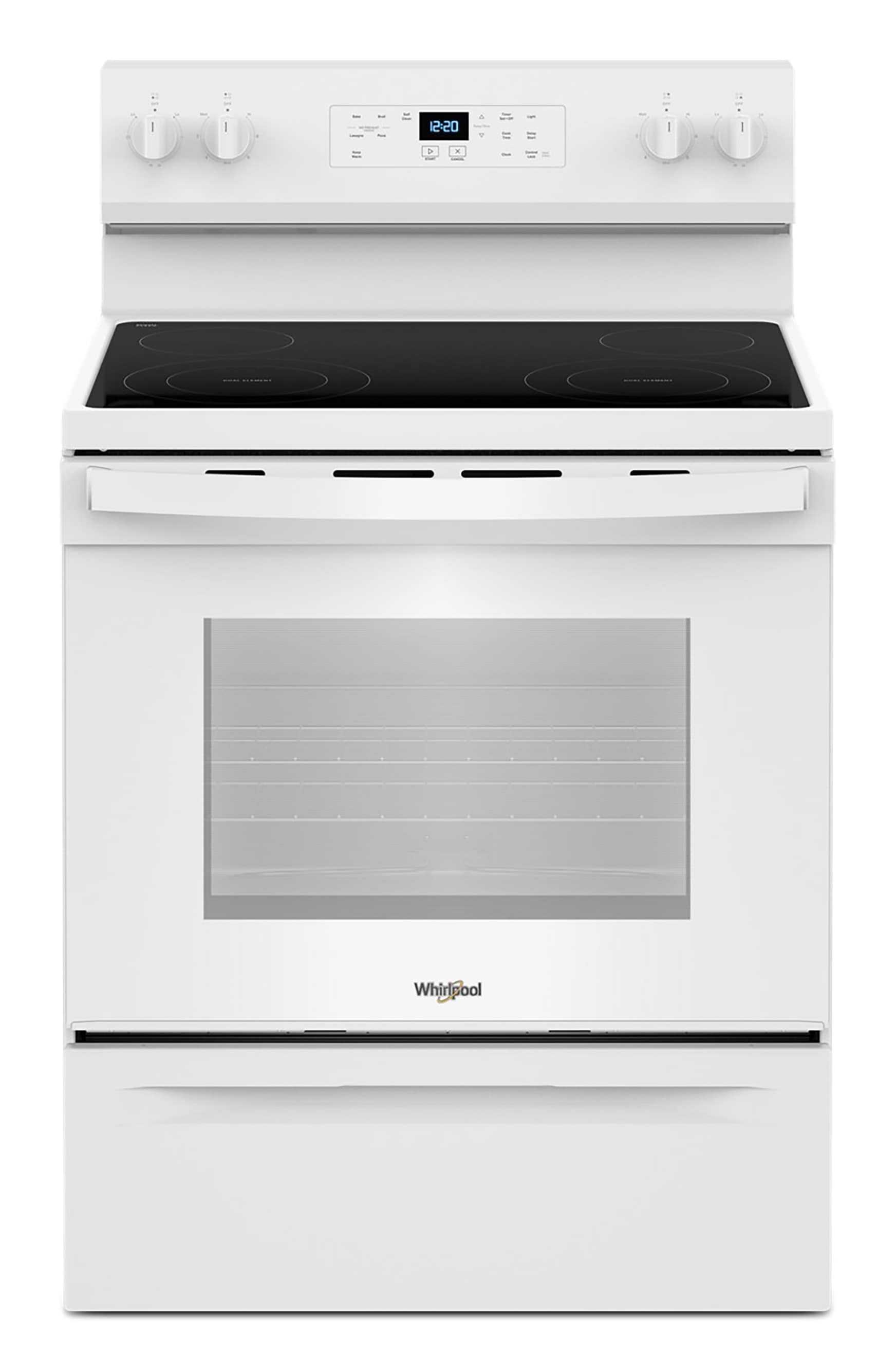 Whirlpool 30-in Glass Top 4 burners 5.3-cu ft Freestanding Electric Range ( White )
