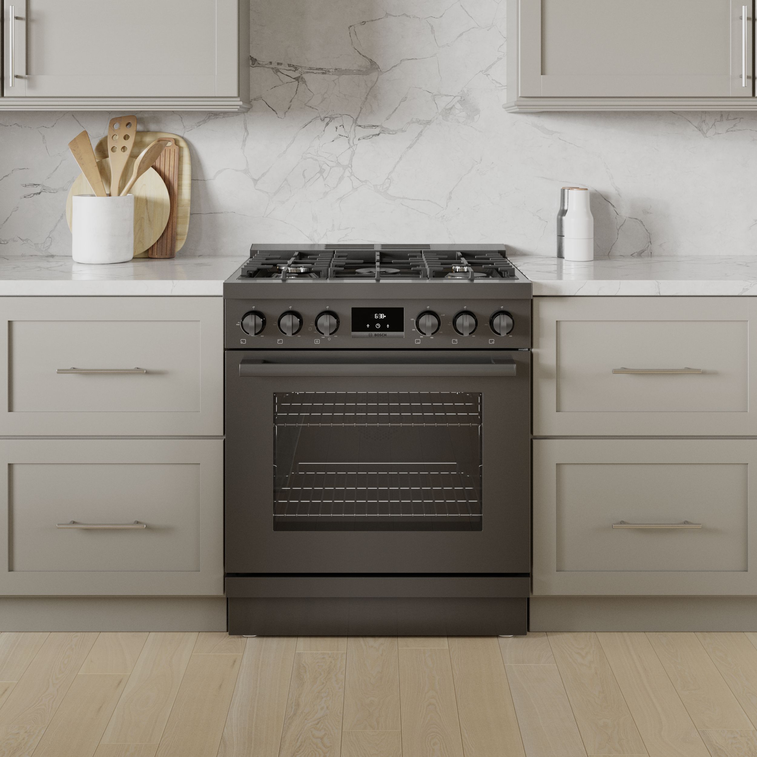 Bosch 30-in Gas range Toe kick ( Black Stainless Steel )