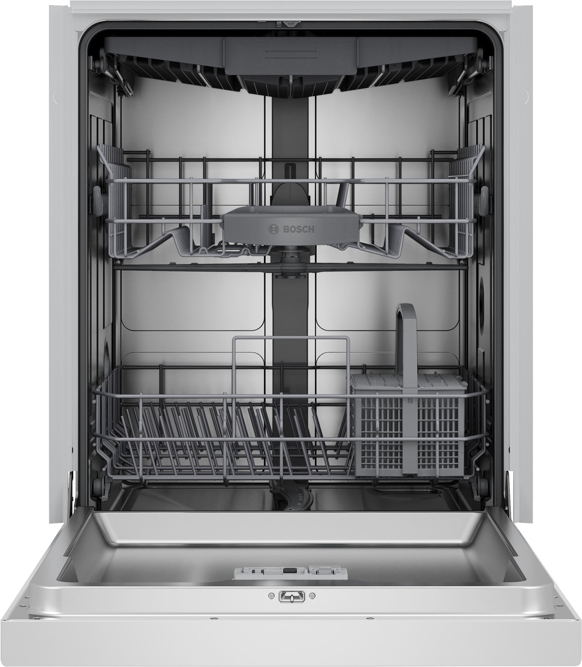 Bosch 300 Series 24 in Front Control Built in Dishwasher With Third Rack White 48 Decibel Very Quiet Sound Level