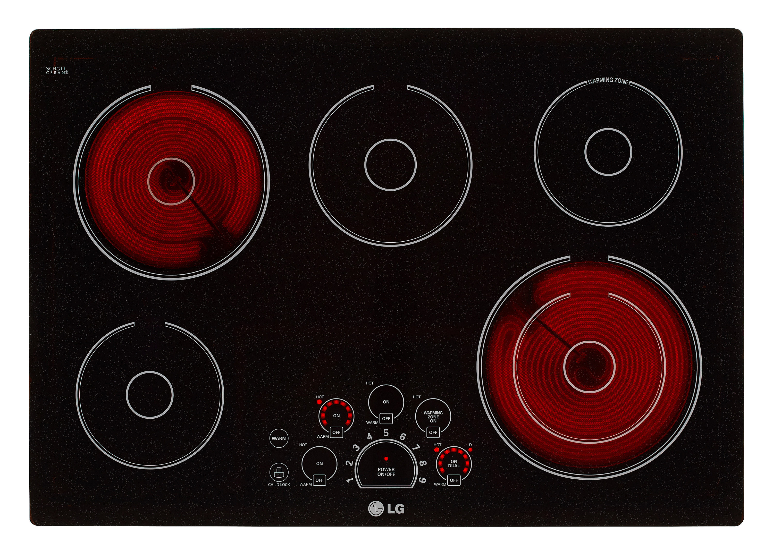 LG 30-in 5 burners Smooth Surface (Radiant) Black Electric Cooktop