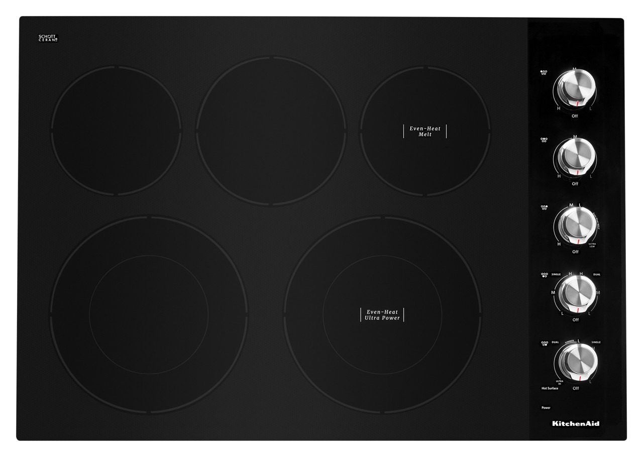 KitchenAid 30-in 5 burners Smooth Surface (Radiant) Black Electric Cooktop