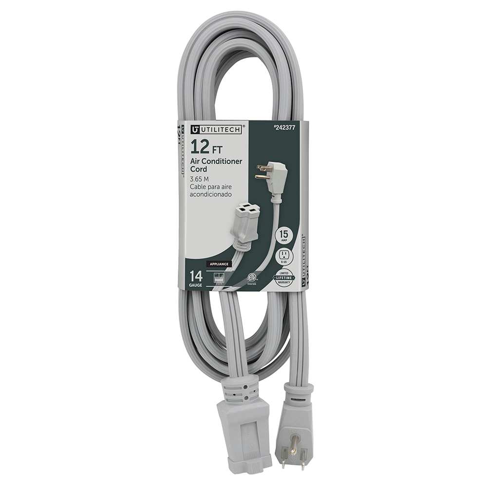 Utilitech 12-ft 15 -Amp 3 -Prong Gray Air conditioner Appliance Power Cord