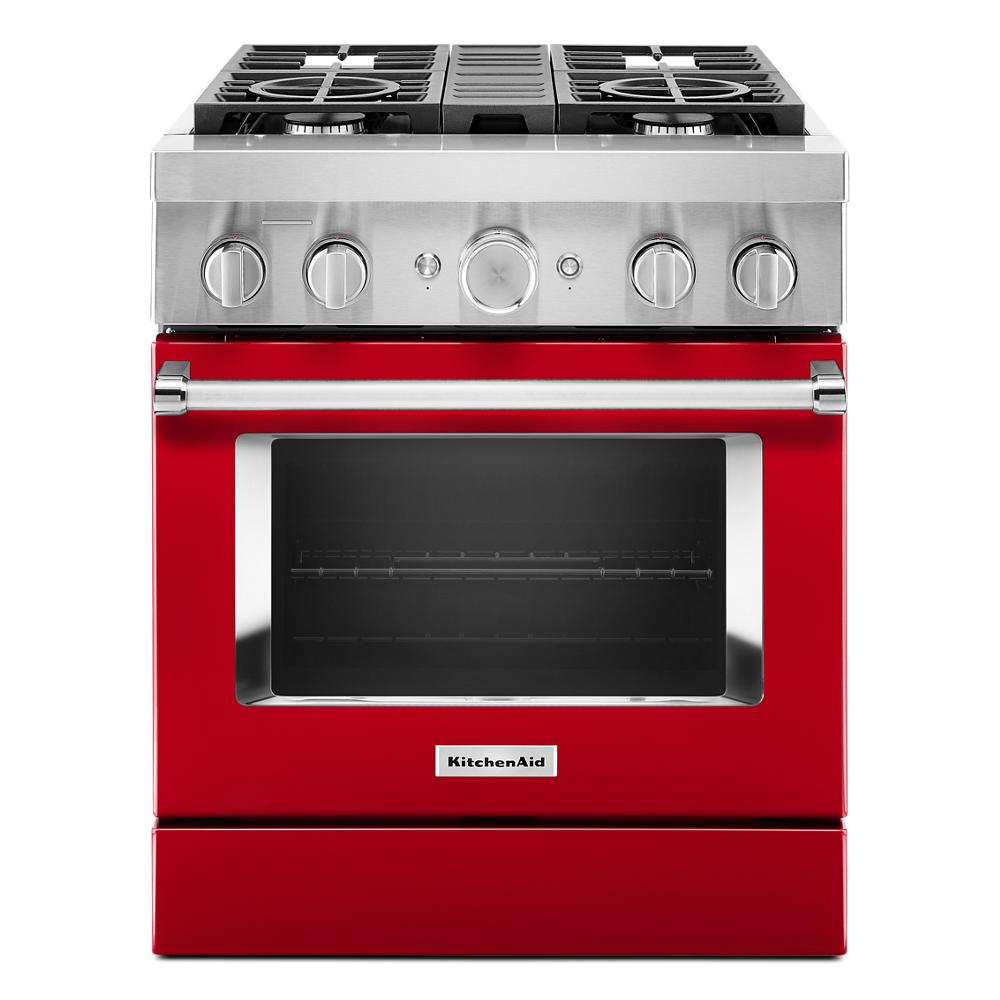 KitchenAid 30-in Deep recessed 4 burners Convection Oven Freestanding Dual Fuel Range ( Passion Red )