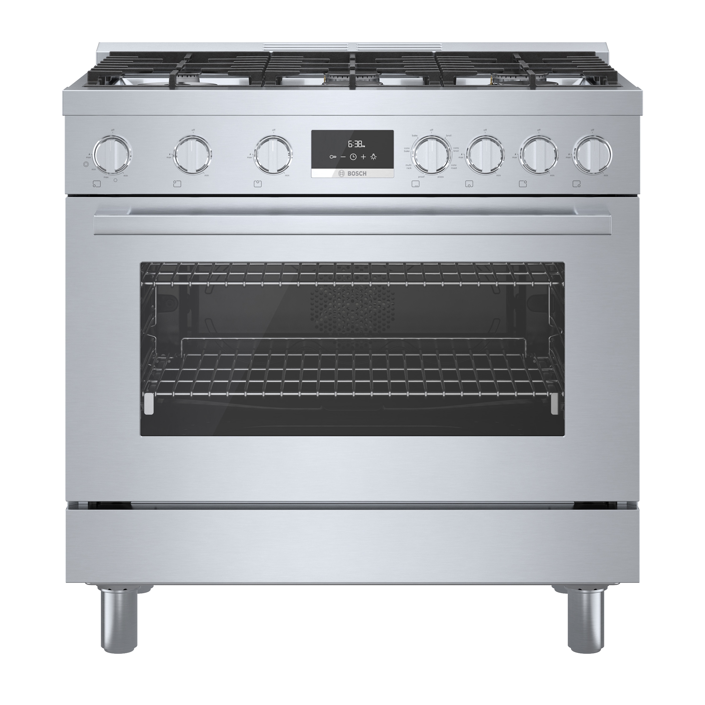 Bosch 800 Series Industrial Style 36-in Standard 6 burners Convection Oven Freestanding Dual Fuel Range ( Stainless steel )