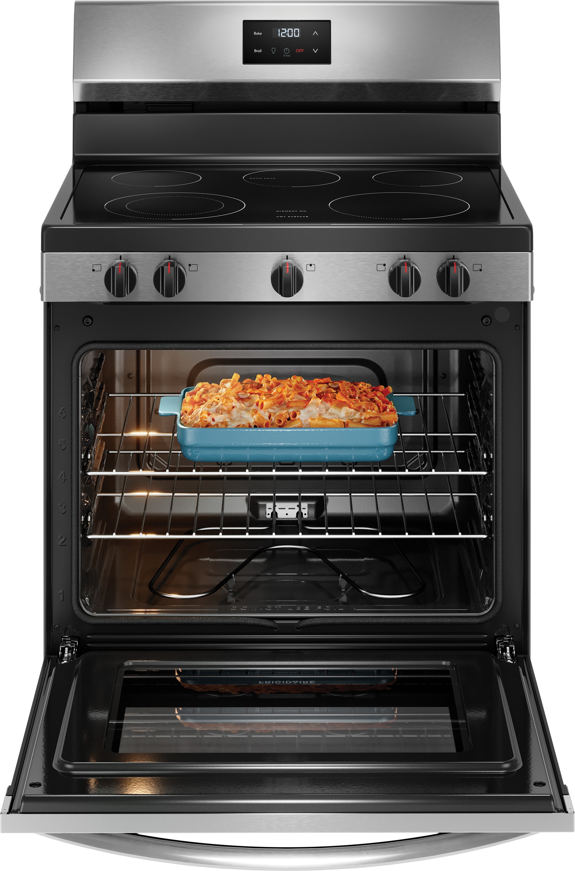 Frigidaire 30-in Glass Top 5 burners 5.3-cu ft Freestanding Electric Range Stainless Steel )
