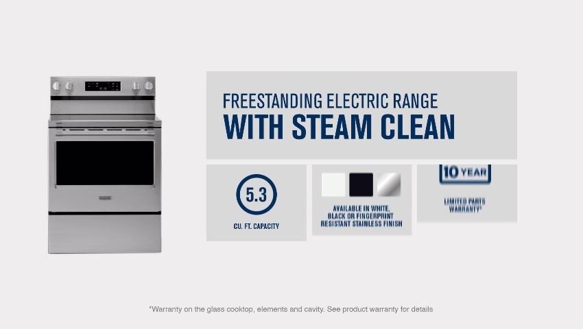 Maytag 30-in Glass Top 5 burners 5.3-cu ft Freestanding Electric Range ( Black )