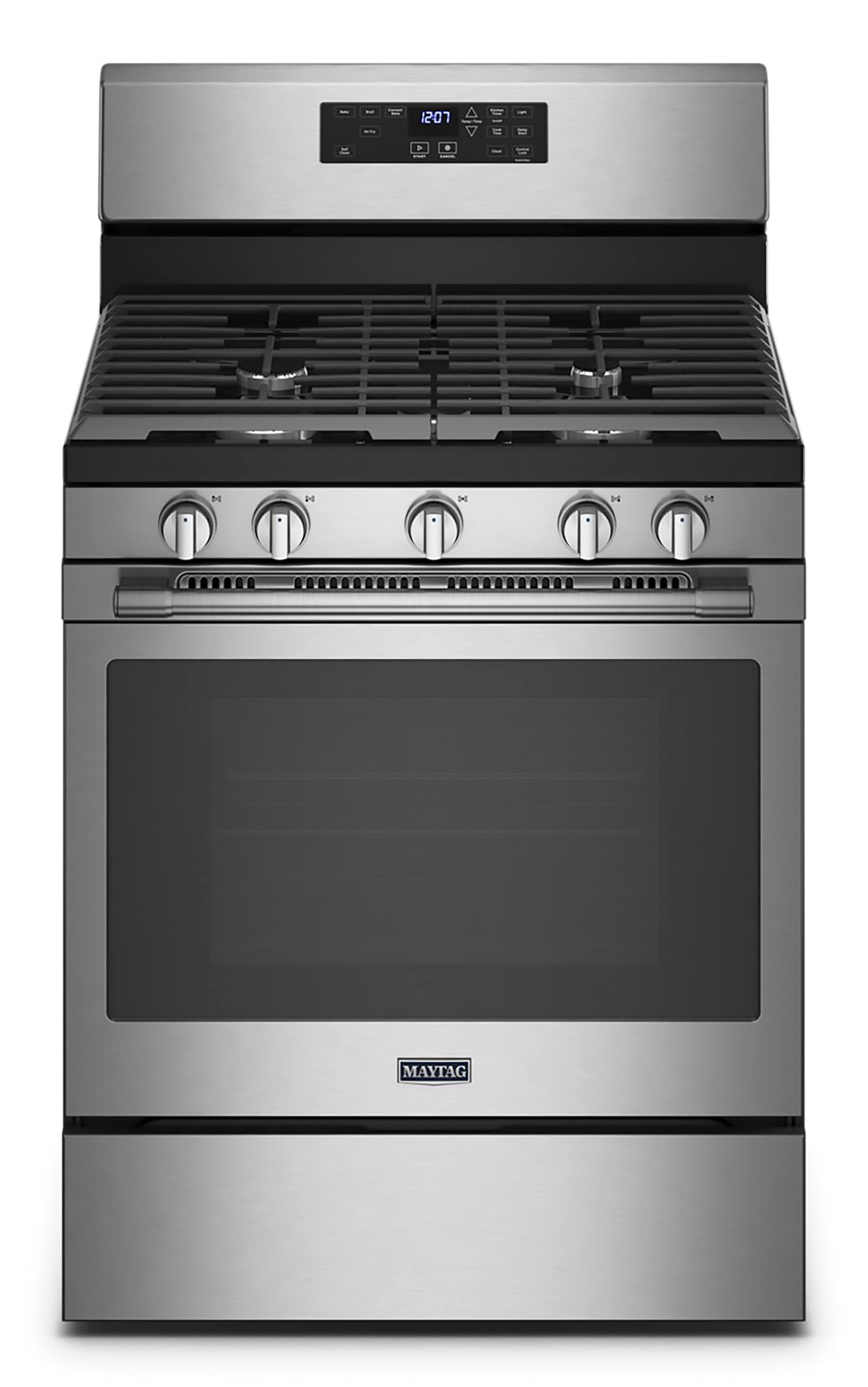 Maytag 30-in 5 burners 5-cu ft Air Fry Convection Oven Freestanding Natural Gas Range ( Fingerprint Resistant Stainless Steel )