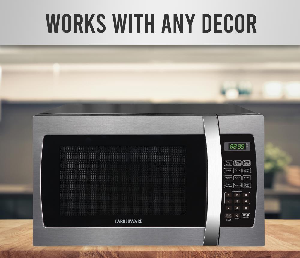 Farberware 1 3 cu ft 1000 Countertop Microwave Stainless Steel Black