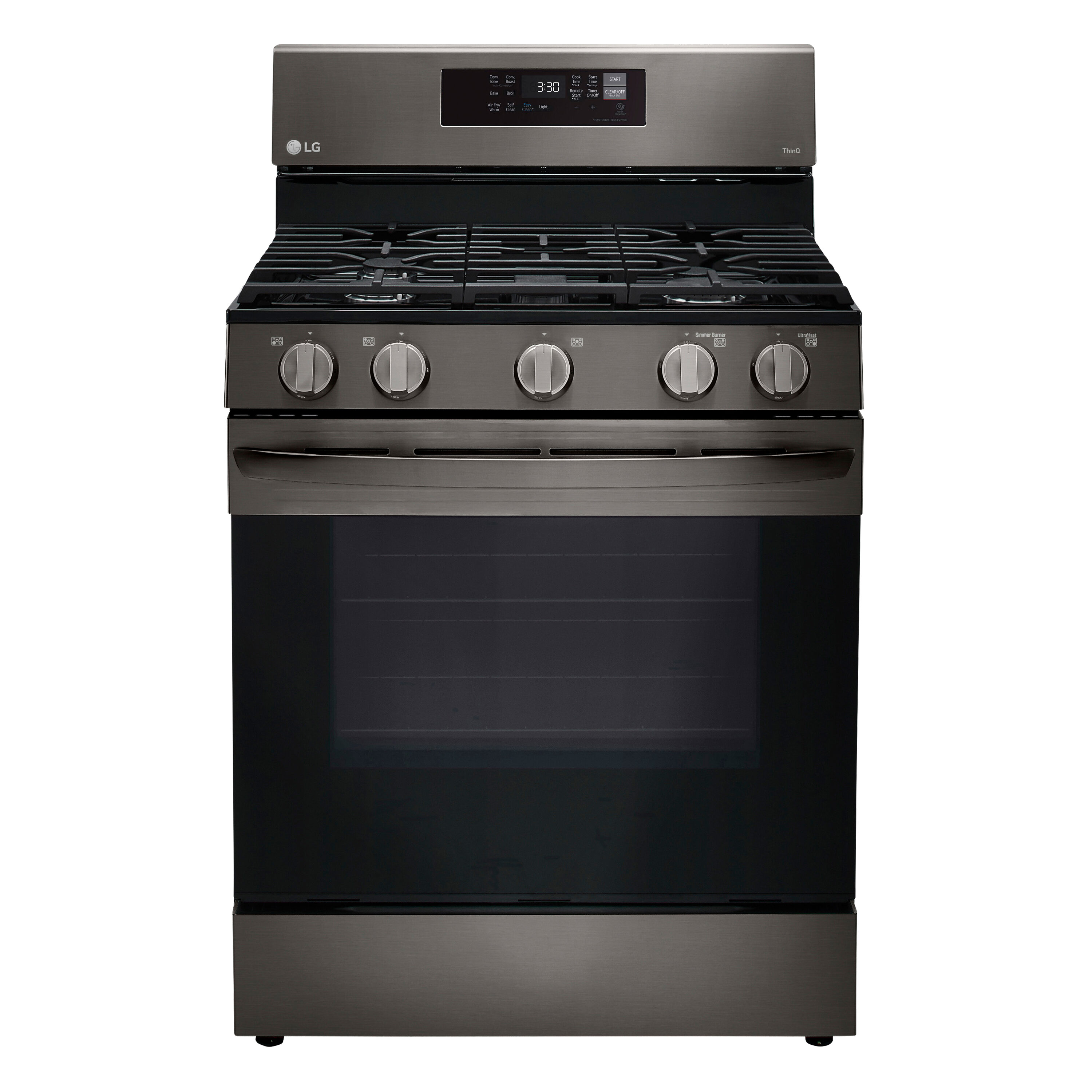 LG 30-in 5 burners 5.8-cu ft Air Fry Convection Oven Freestanding Natural Gas Range ( Printproof Black Stainless Steel )