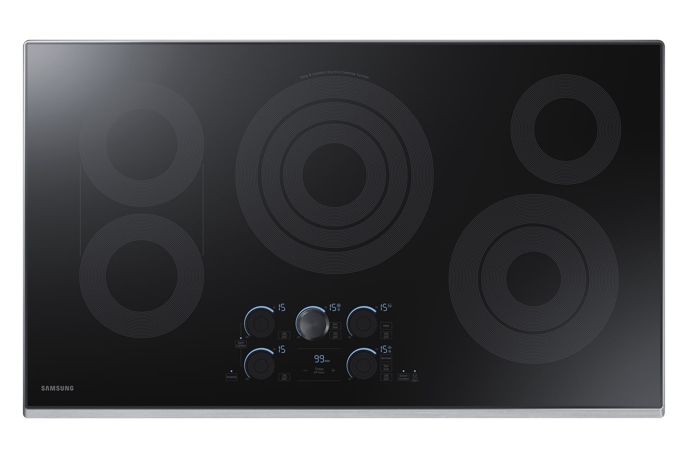 Samsung Premium Plus 36-in 5 burners Smooth Surface (Radiant) Stainless steel Smart Compatible Electric Cooktop