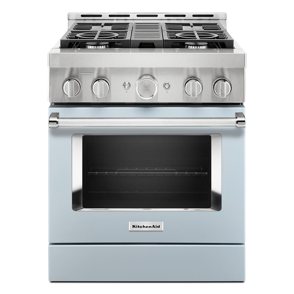 KitchenAid 30-in 4 burners 4.1-cu ft Convection Oven Freestanding Natural Gas Range ( Misty Blue )
