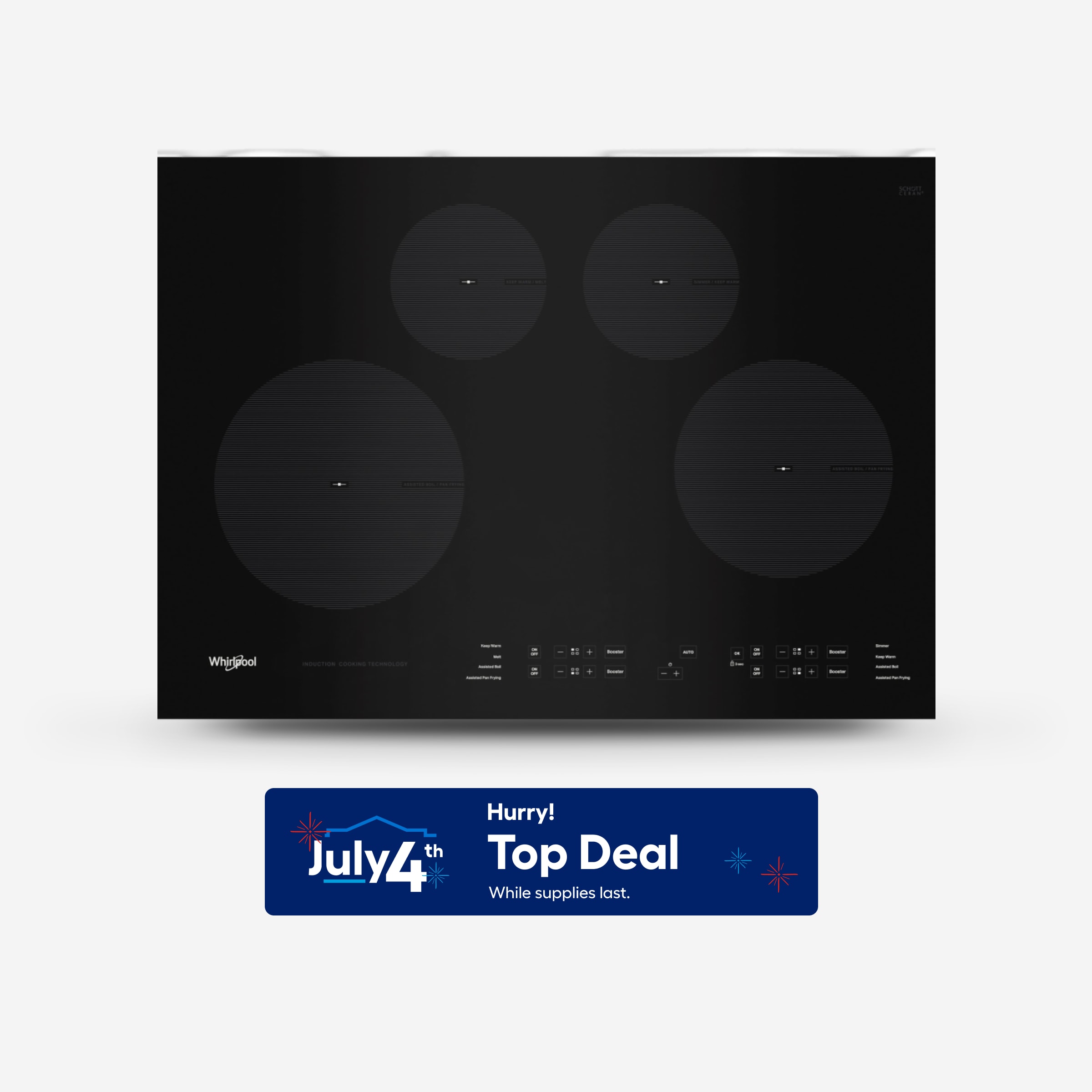 Whirlpool WipeClean 30-in 4 burners Black Induction Cooktop